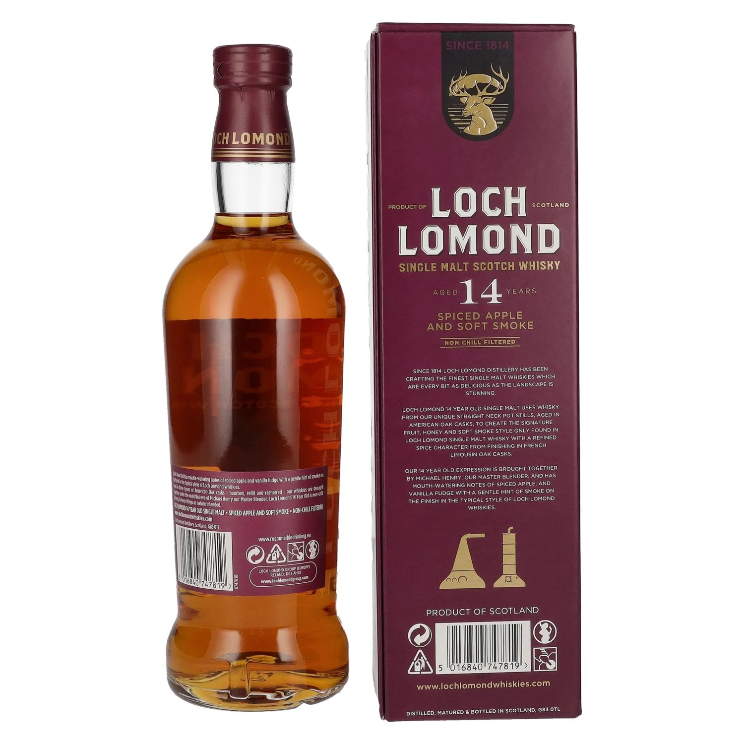 Loch Lomond 14 Years Old Single Malt Spiced Apple and Soft Smoke 46% Vol. 0,7l in Geschenkbox
