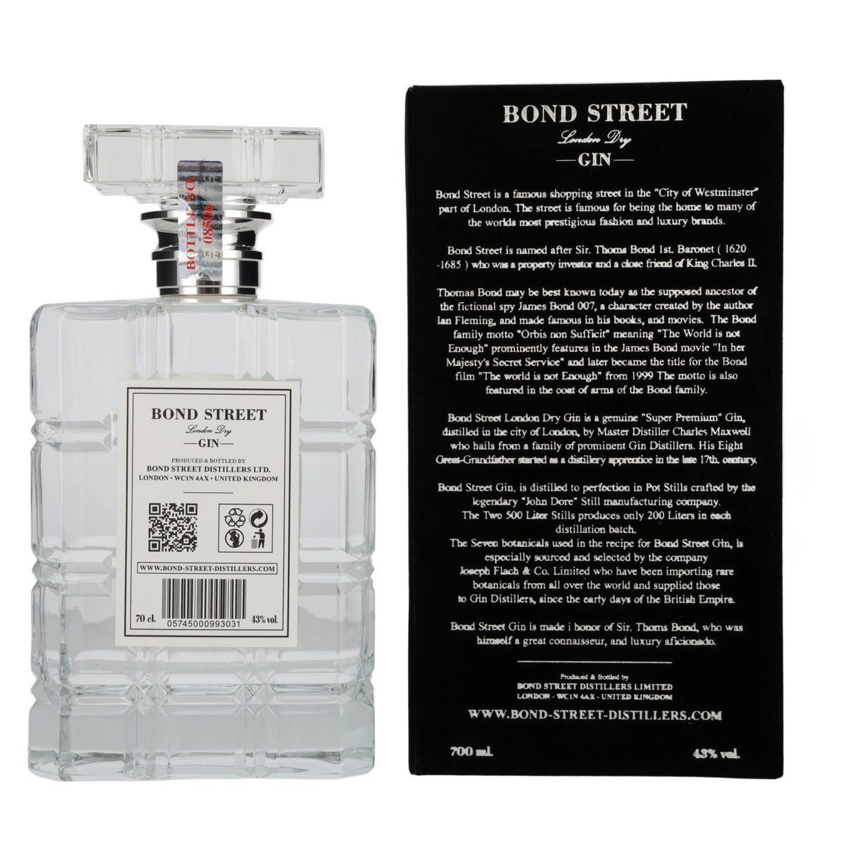 Bond Street London Dry Gin 43 % vol., 0,7 l, dans un coffret cadeau