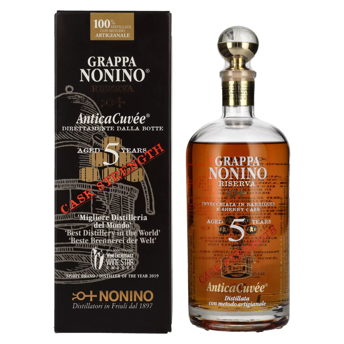 Nonino Grappa Riserva Antica Cuvée 5 Years Old Cask Strength 59,9% Vol. 0,7l in gift box