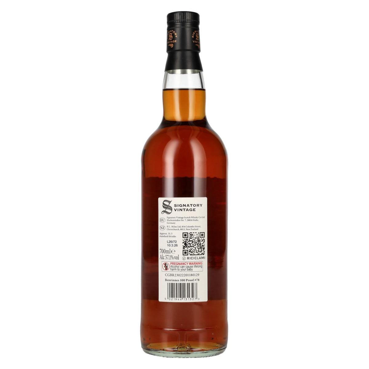 Signatory Vintage 100 Proof Edition Benrinnes Single Malt 13 ans d'âge n° 78 2012 57,1 % vol. 0,7 l