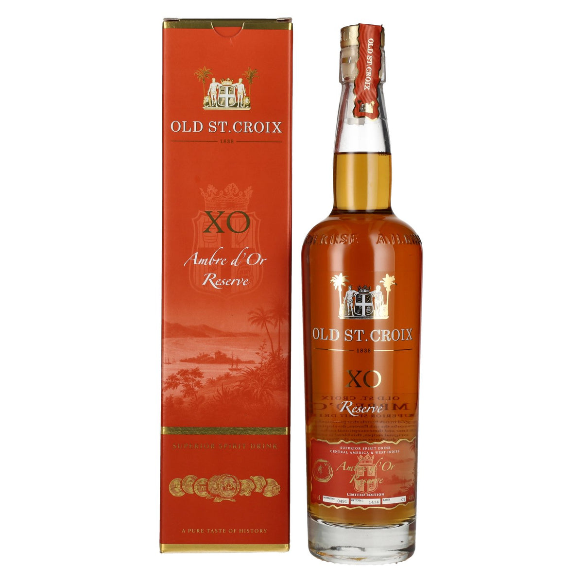 Old St. Croix A.H. Riise X.O. Ambre d'Or Réserve 42% vol. 0,7l en coffret cadeau