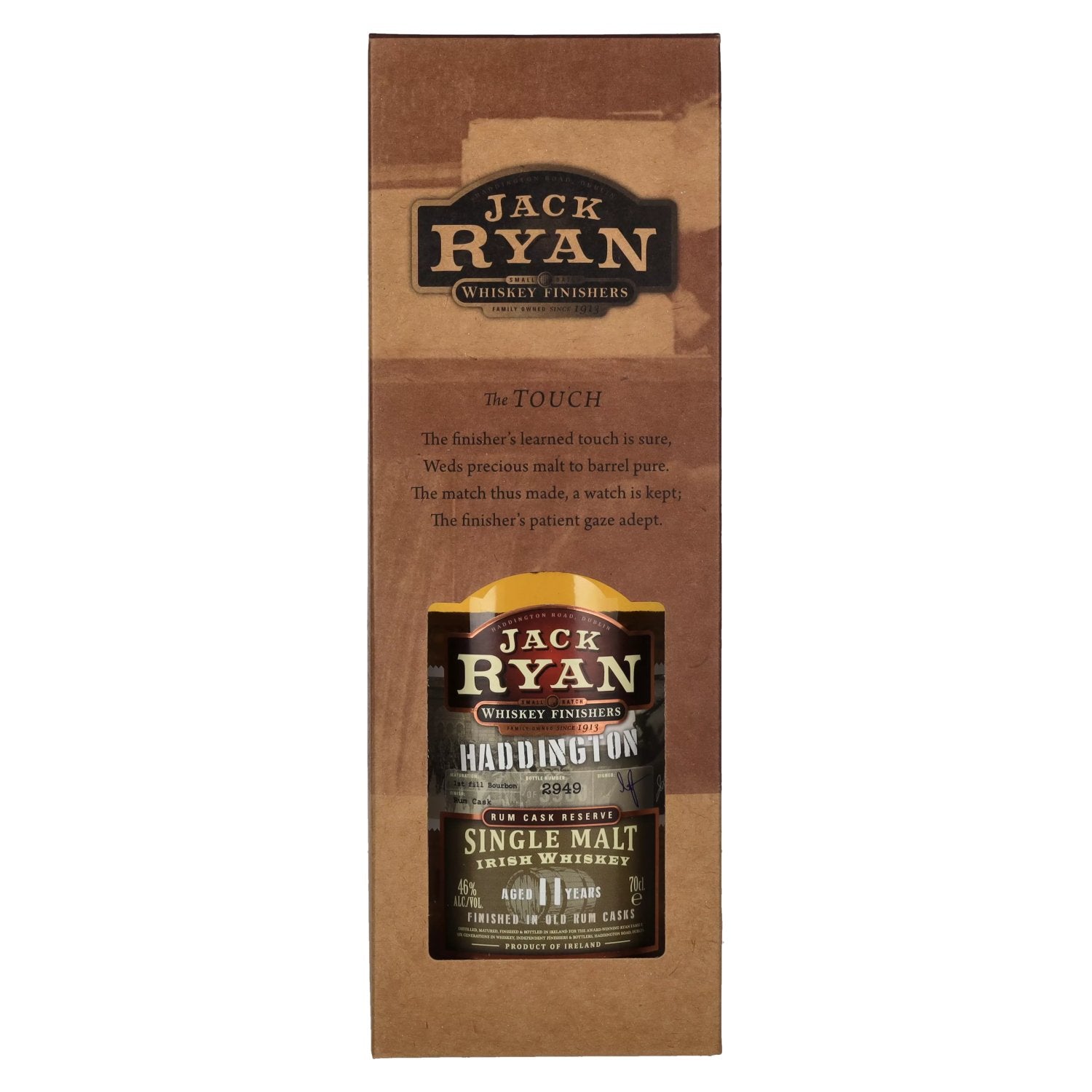 Jack Ryan HADDINGTON 11 Years Old Single Malt Irish Whiskey Rum Cask Reserve 46% Vol. 0,7l en coffret cadeau