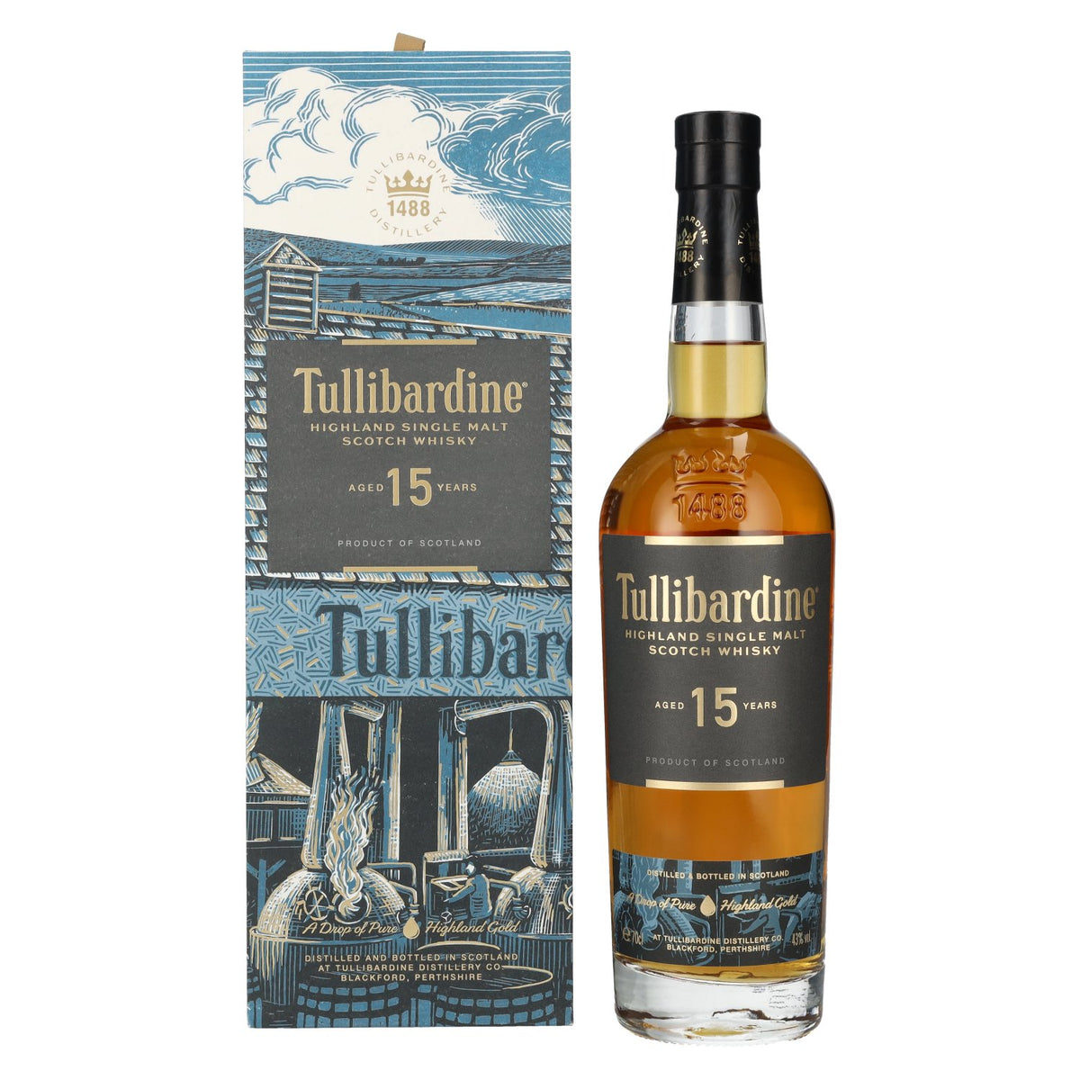 Tullibardine 15 Years Old Highland Single Malt Scotch Whisky 43% Vol. 0,7l en boîte cadeau
