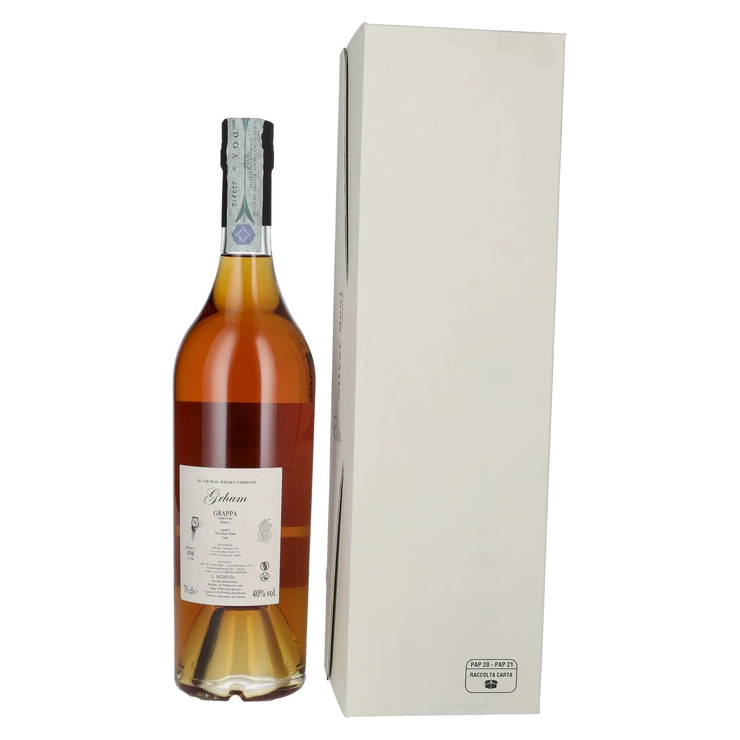 Silver Seal Grappa Riserva Single Nicaragua Rum Cask 2023 40% vol. 0,7l en boîte cadeau