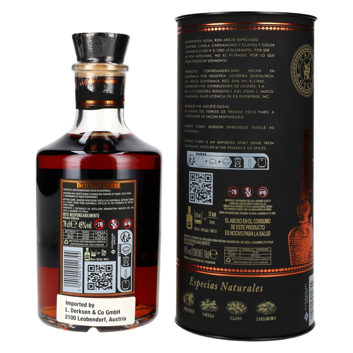 Ron Botran COBRE Spirit Drink Édition spéciale 45 % vol. 0,7 l dans un coffret cadeau