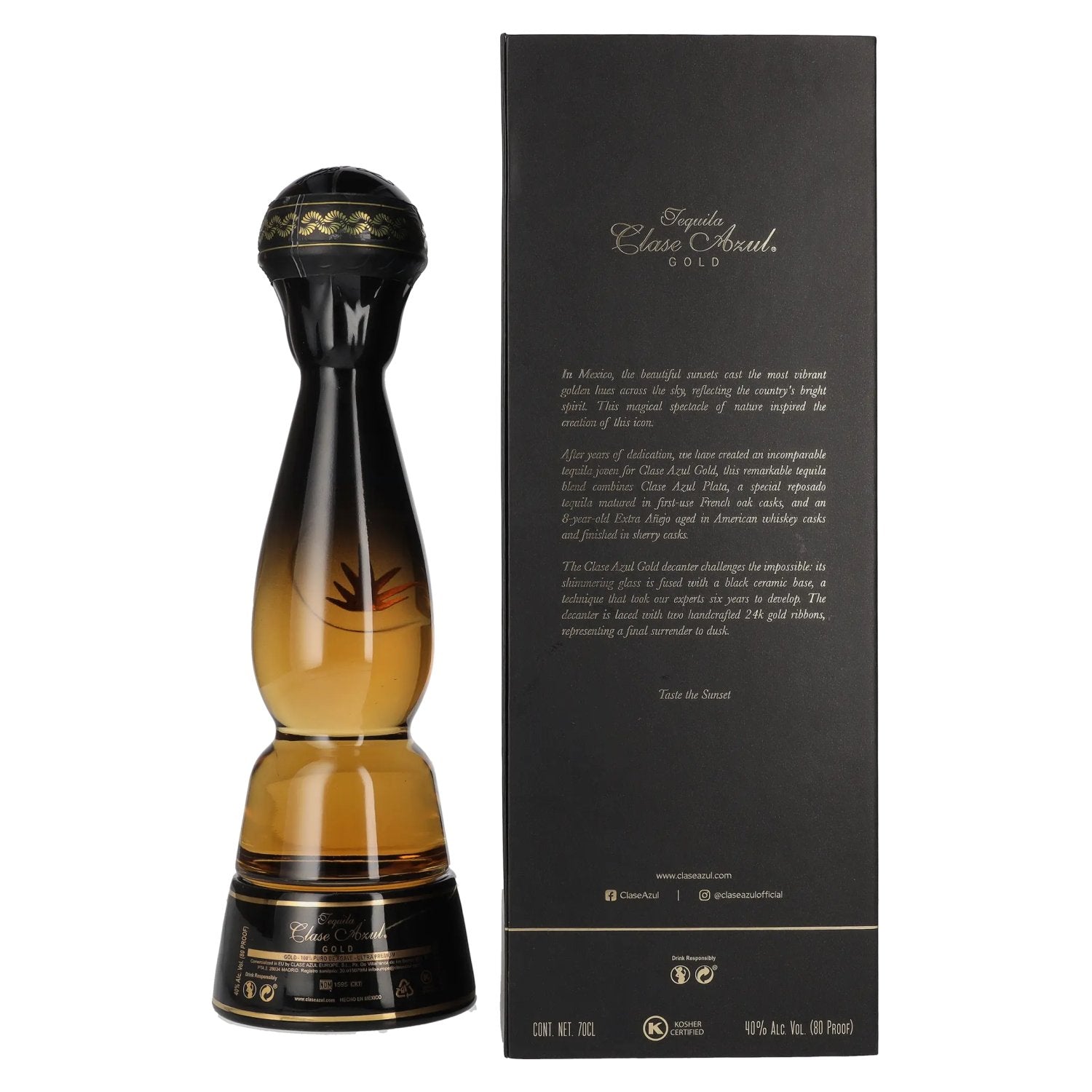 Clase Azul GOLD 100% Agave Tequila 40% Vol. 0,7l en boîte cadeau