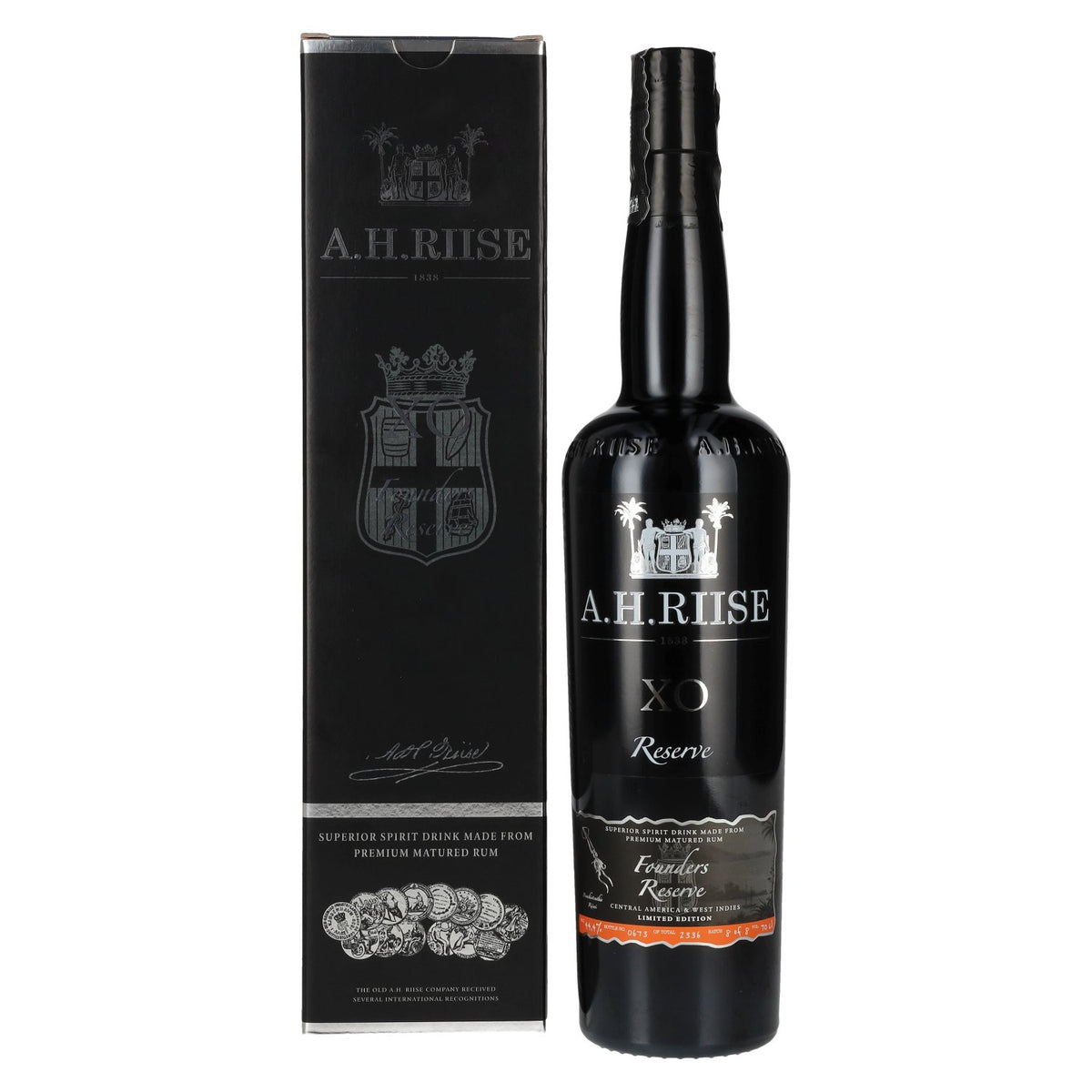 A.H. Riise X.O. FOUNDERS RESERVE Superior Spirit Drink #5 44,4% vol. 0,7l en coffret cadeau