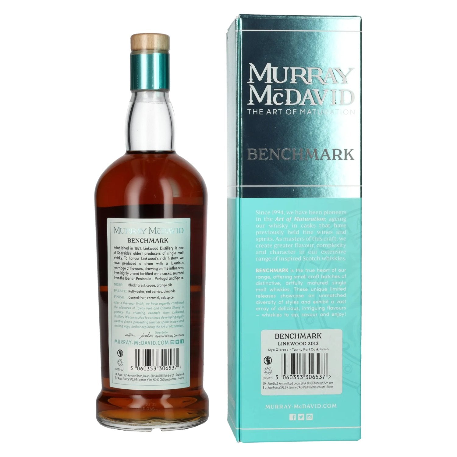 Murray McDavid BENCHMARK 12 Years Old LINKWOOD Oloroso & Tawny Port Cask Finish 2012 54,4% Vol. 0,7l in Geschenkbox