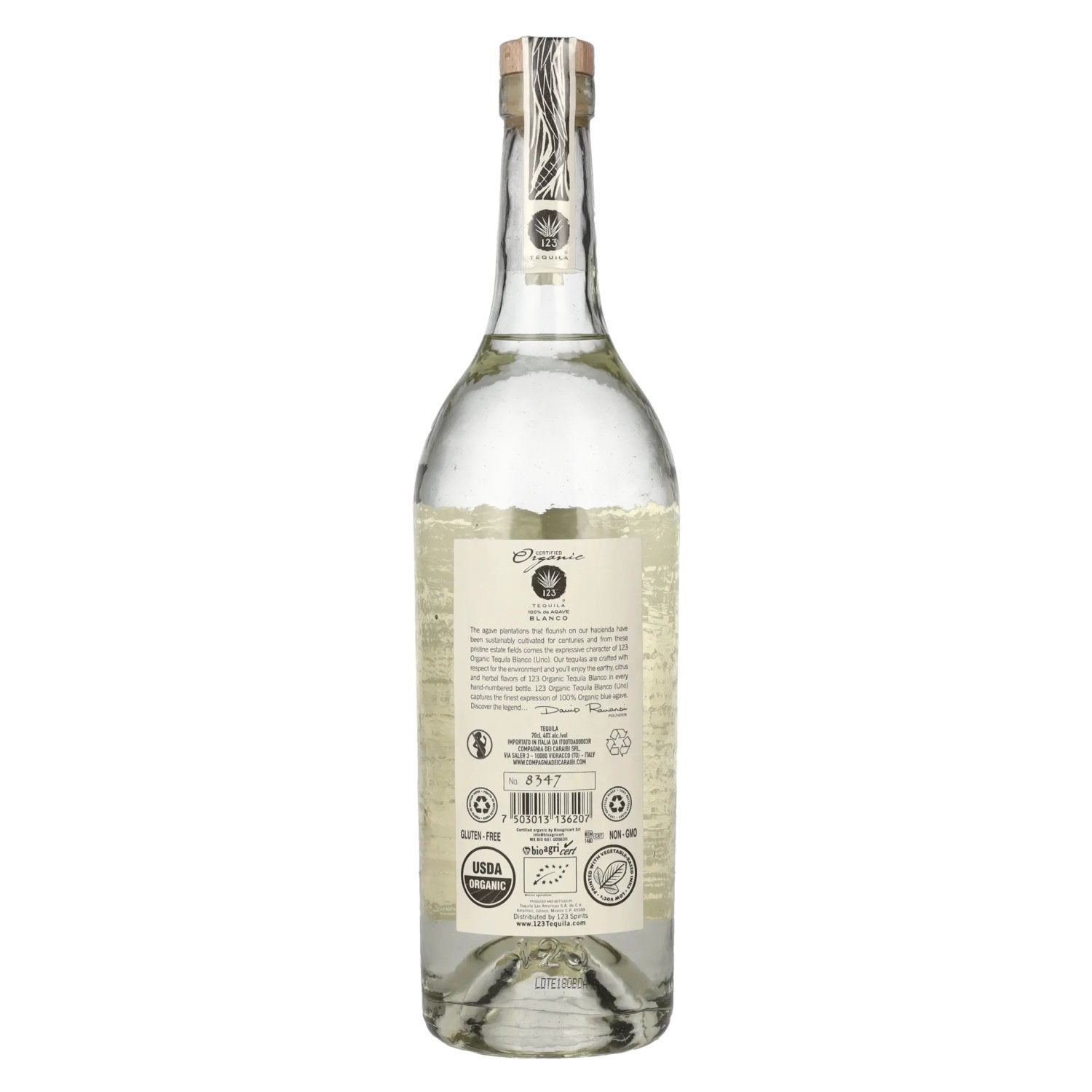 Tequila 123 UNO Blanco 100% de Agave Organic 40% Vol. 0,7l