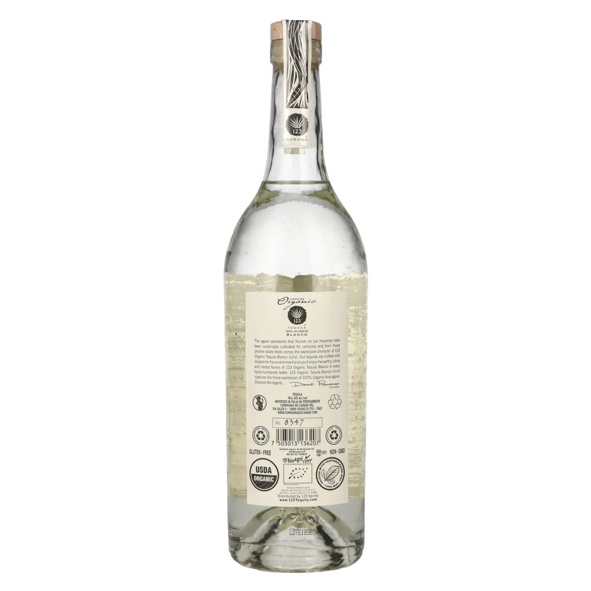 Tequila 123 UNO Blanco 100% de Agave Organic 40% Vol. 0,7l