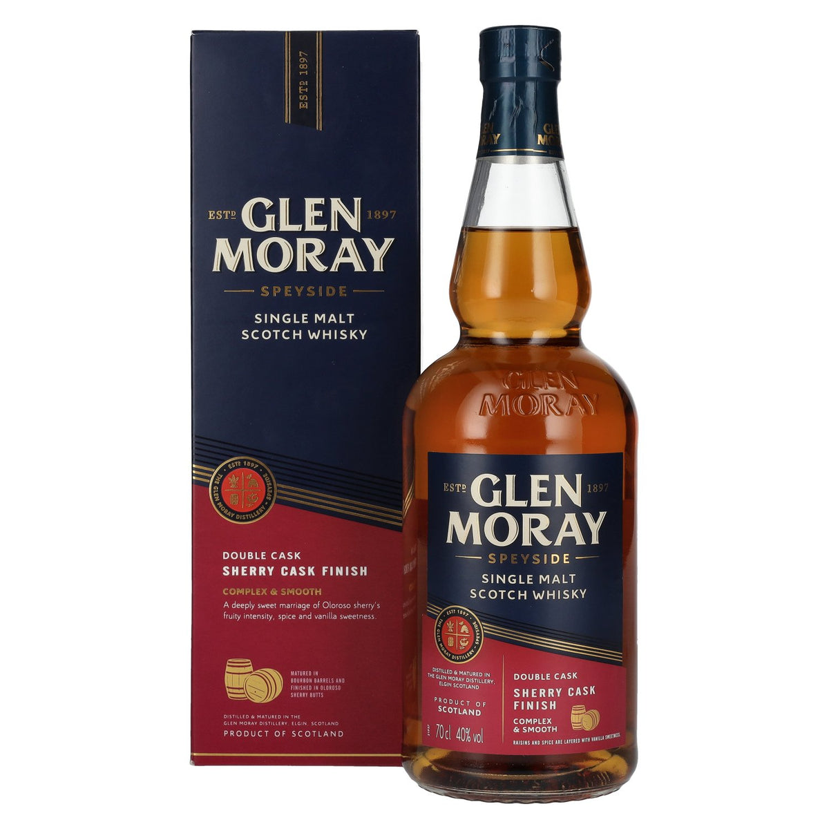 Glen Moray Double Cask Sherry Cask Finish 40% vol. 0,7l en boîte cadeau