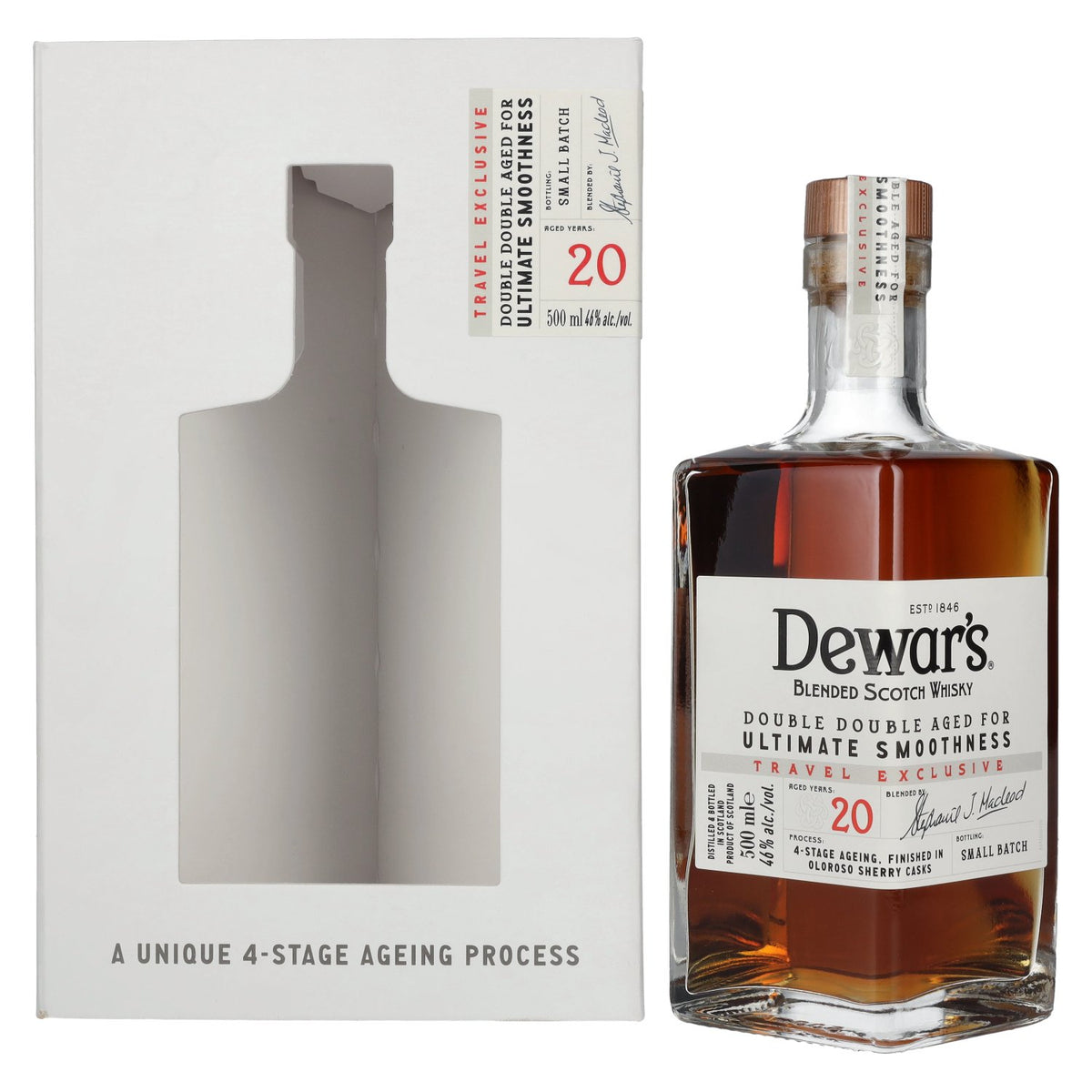 Dewar's 20 Years Old Double Double Aged Blended Scotch Whisky 46% Vol. 0,5l en boîte cadeau