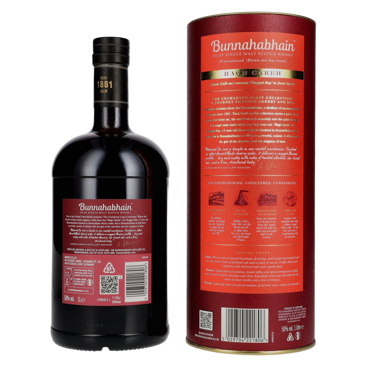 Bunnahabhain 13 ans d'âge BÀGH GARBH, whisky single malt d'Islay, 50 % vol., 1 l, dans un coffret cadeau
