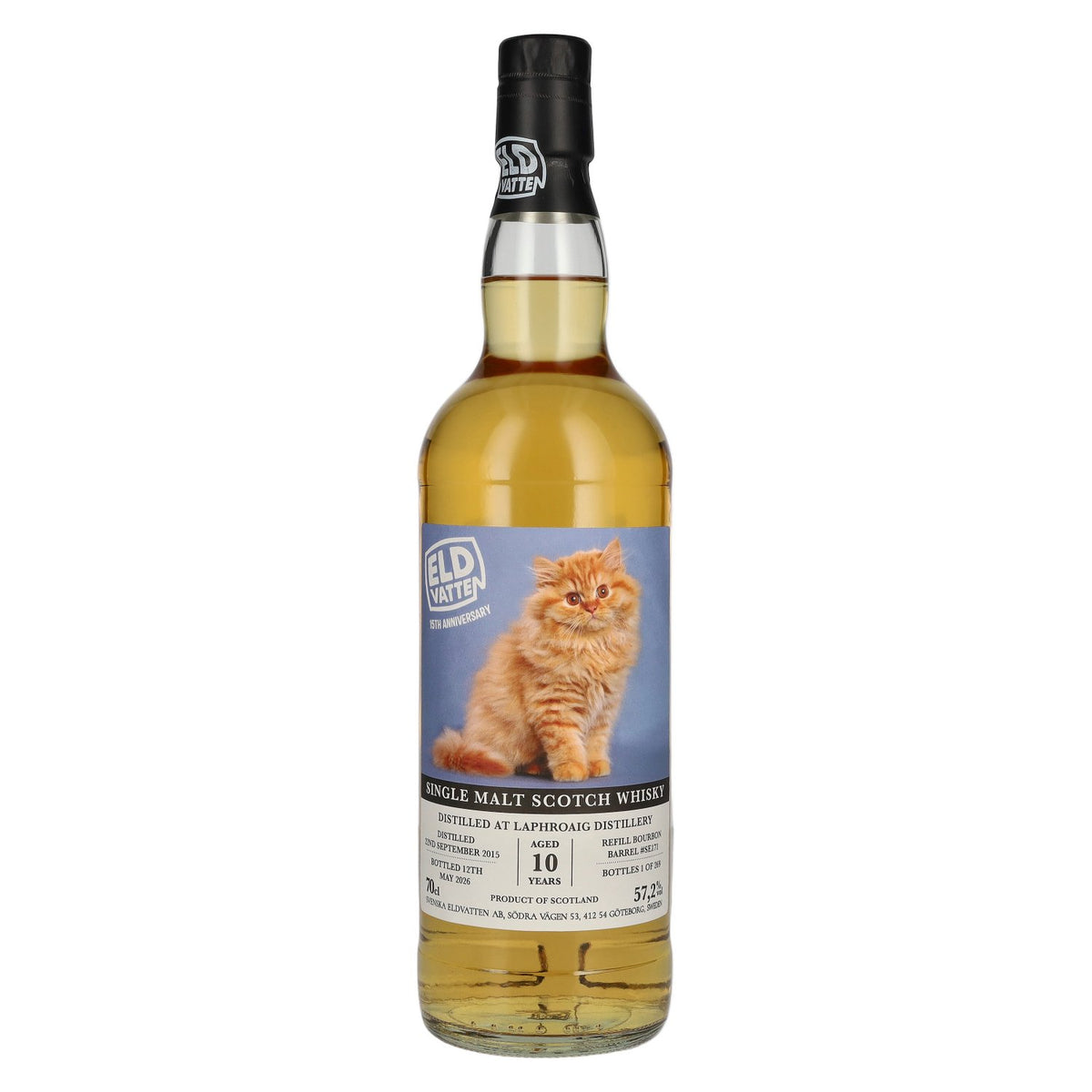 Eldvatten Svenska Laphroaig 10 Years Old Single Malt Cat Label 2015 57.2% vol. 0.7 l