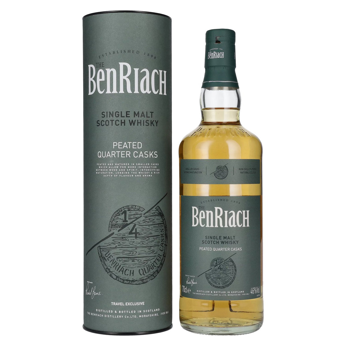 The BenRiach PEATED QUARTER CASKS Single Malt Scotch Whisky 46% Vol. 0,7l in gift box