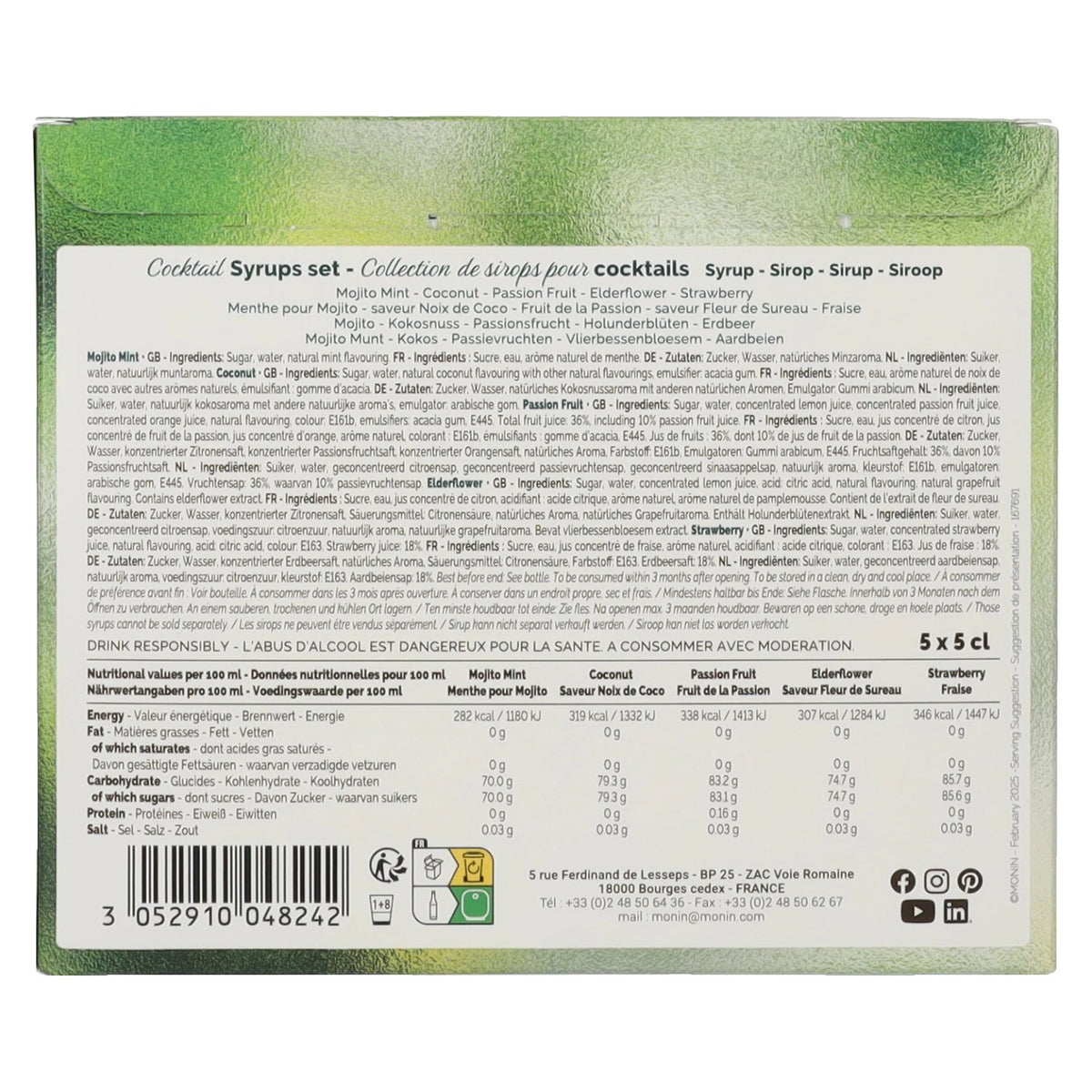 Monin Syrup COCKTAIL SYRUPS SET 5 x 0.05 l