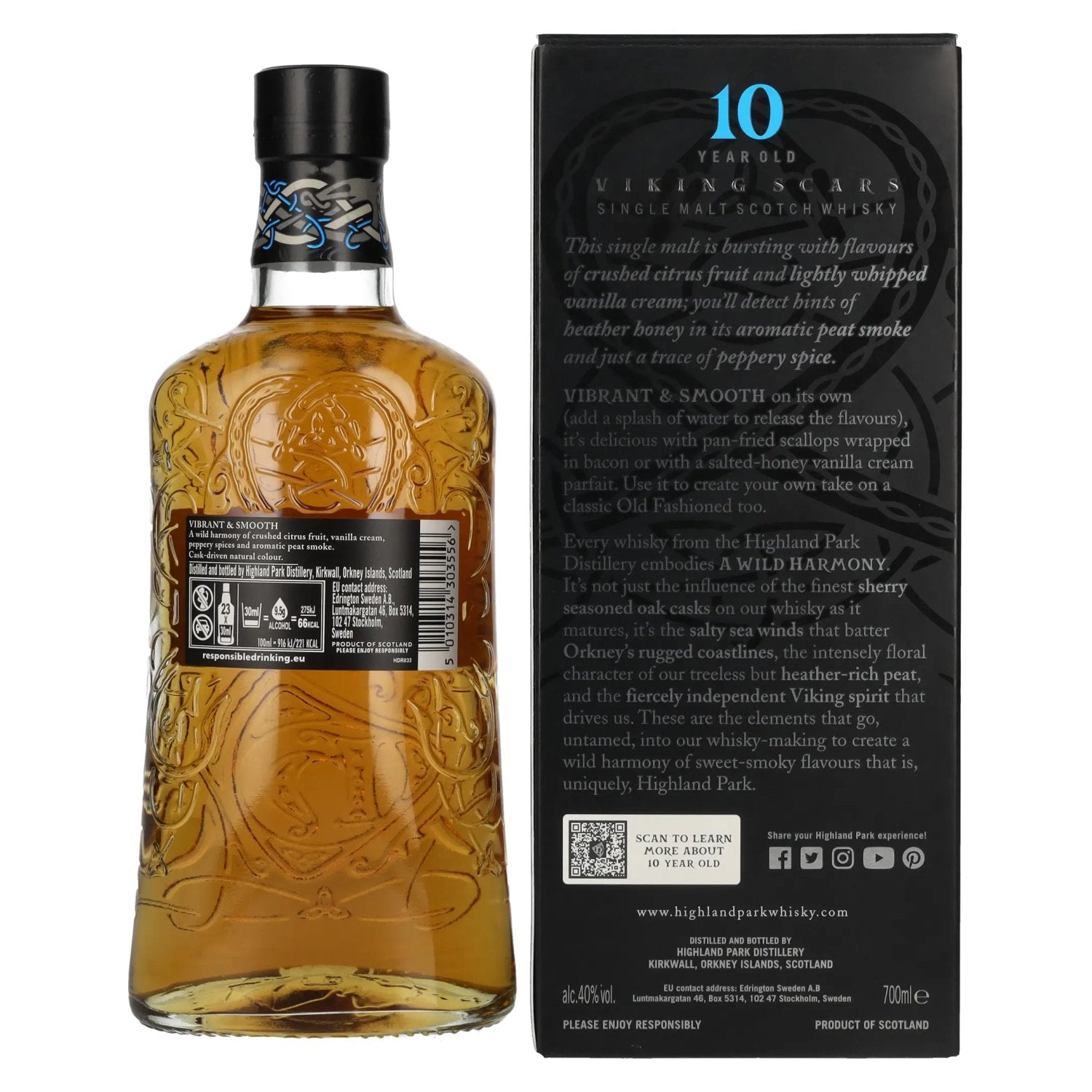 Highland Park 10 Years Old VIKING SCARS 40% Vol. 0,7l en boîte cadeau