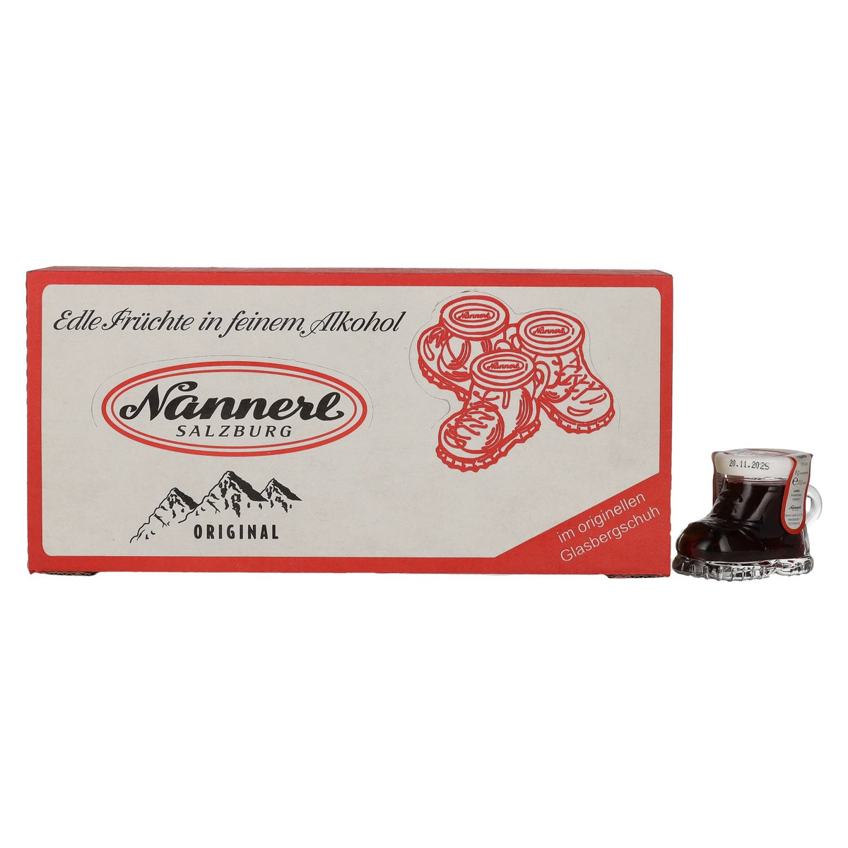 Nannerl Alpenfrüchtchen BERGSCHUH Raspberries with raspberry liqueur 18% Vol. 12x0,02l