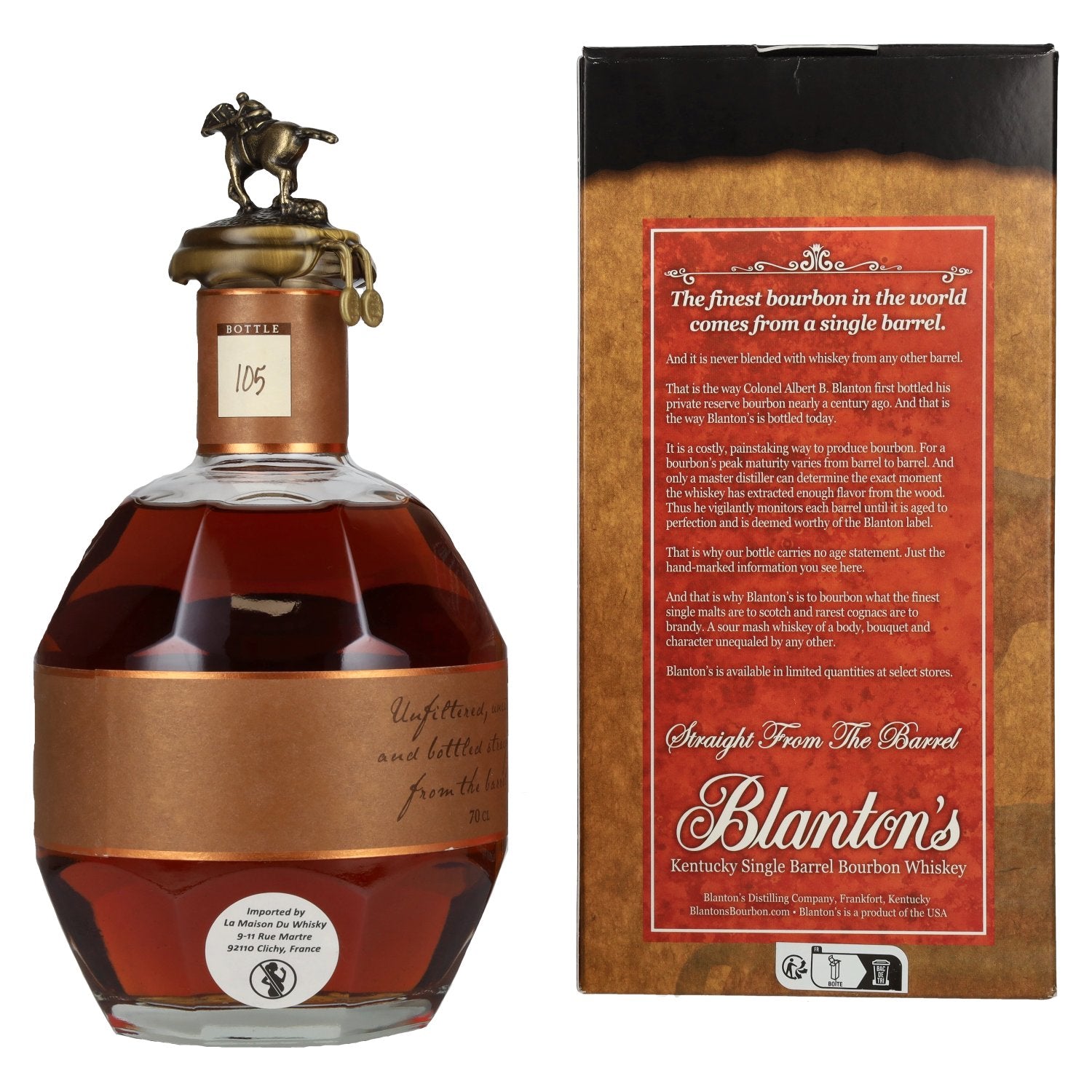 Blanton's STRAIGHT FROM THE BARREL BOURBON 64,8% vol. 0,7l en boîte cadeau