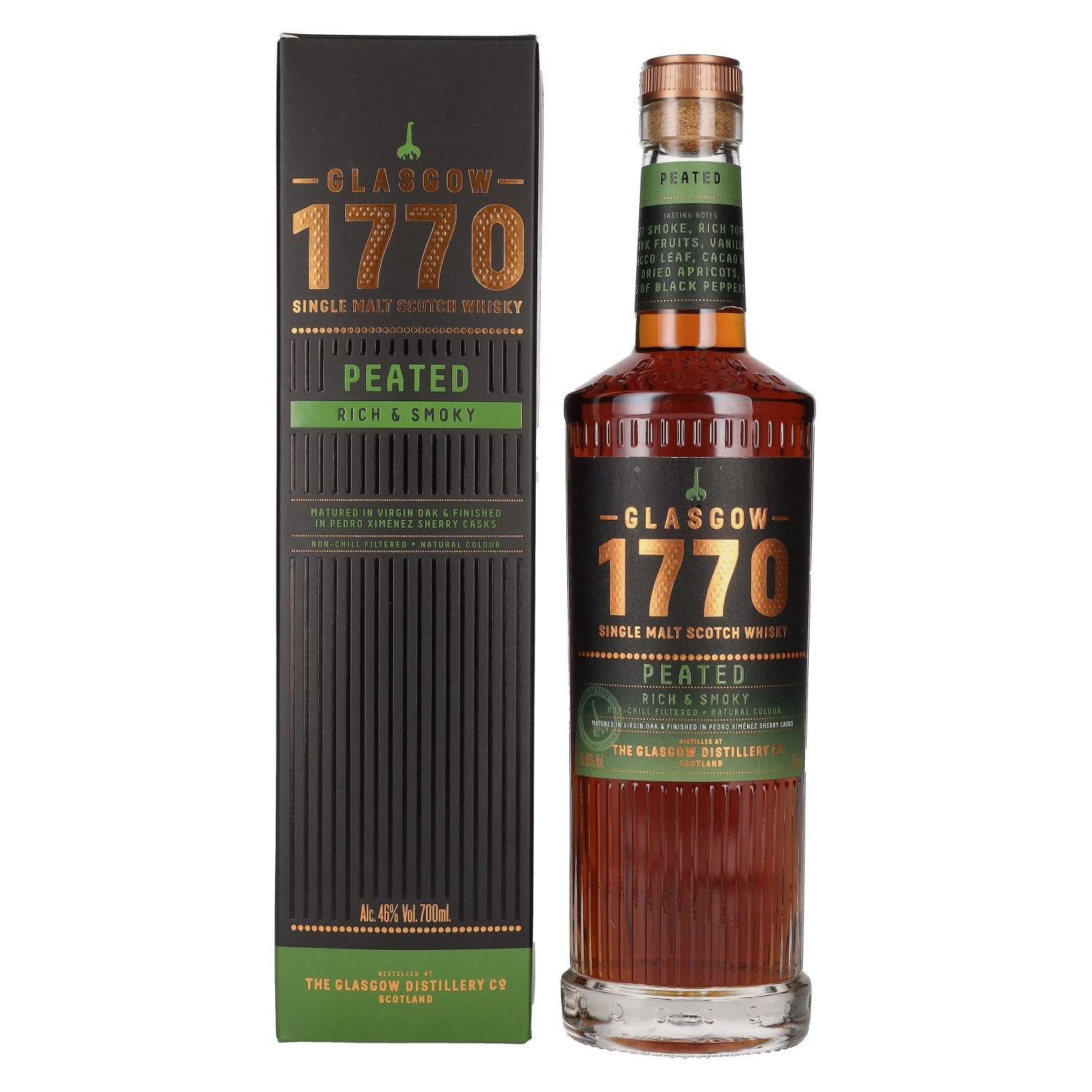Glasgow 1770 PEATED Single Malt Rich & Smoky 46% Vol. 0,7l in Geschenkbox