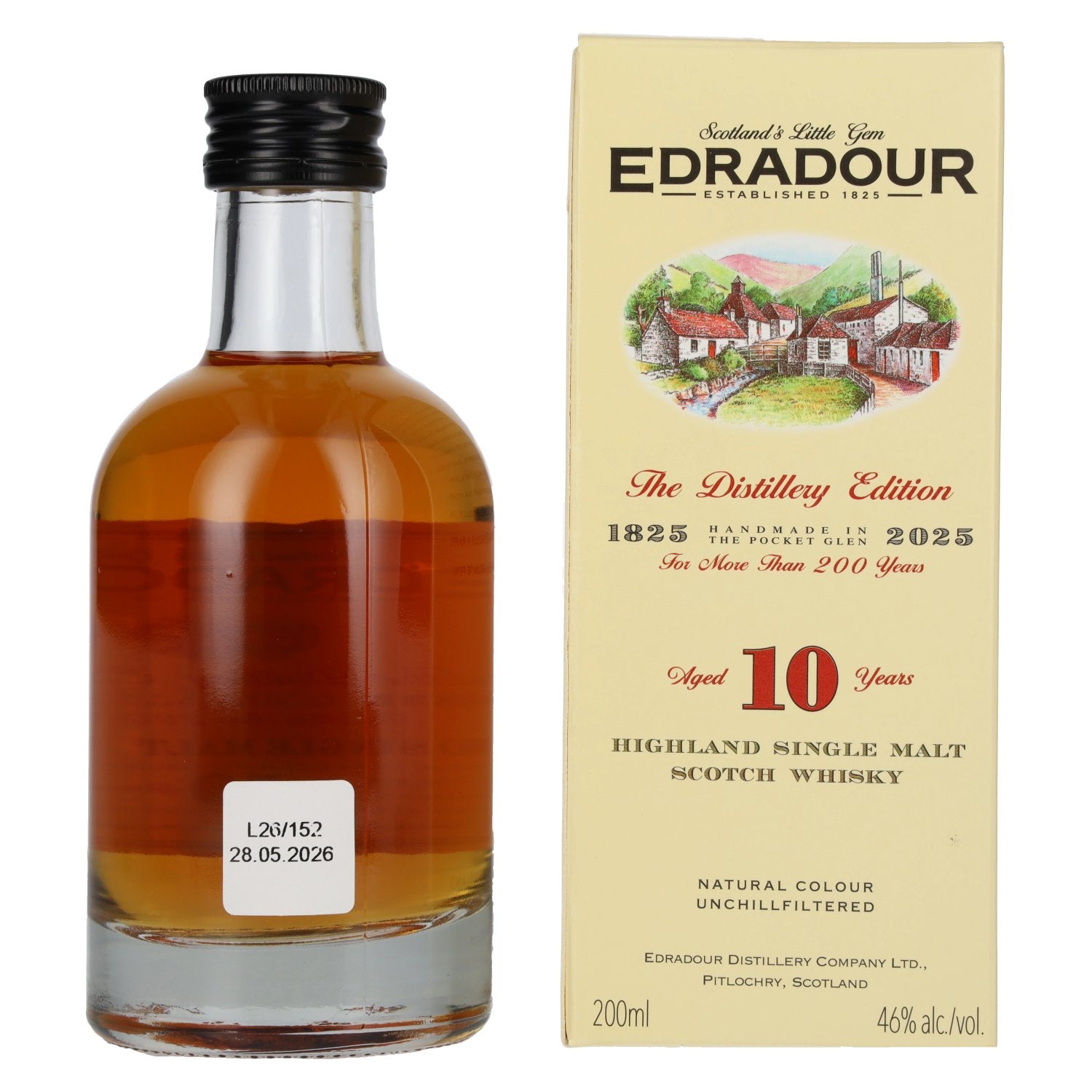 Edradour 10 ans d'âge, whisky single malt des Highlands, 46 % vol., 0,2 l, dans un coffret cadeau