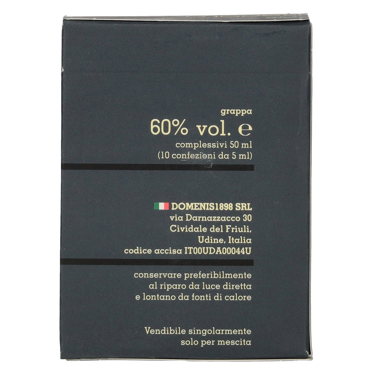 Domenis 1898 SECOLO Grappa 60% vol. 10 x 0.005 l in a gift box