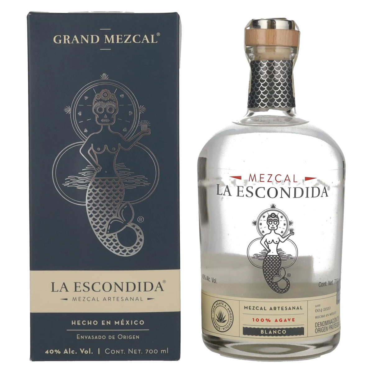 La Escondida Mezcal Artesanal Blanco 40% Vol. 0,7l in gift box