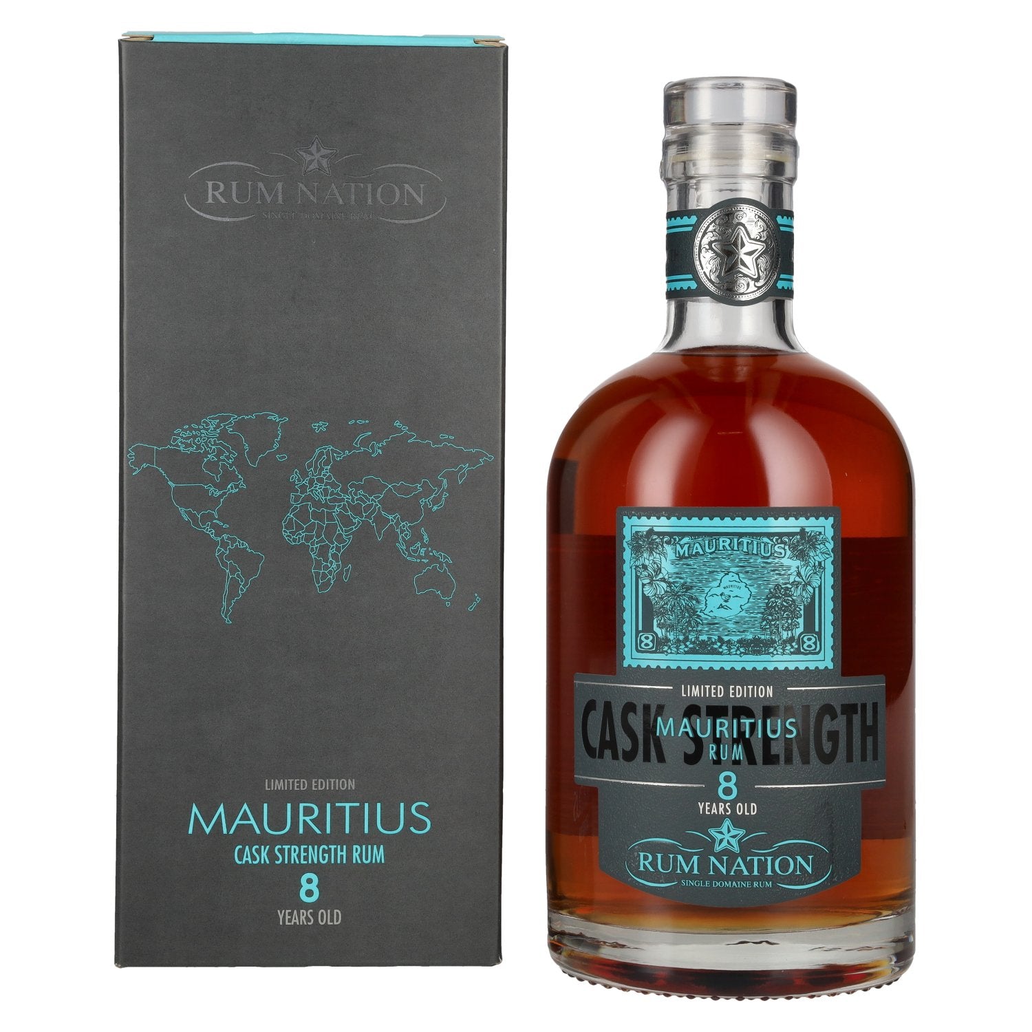 Rum Nation Mauritius 8 Years Old Cask Strength Rum Limited Edition 54,9% Vol. 0,7l en boîte cadeau