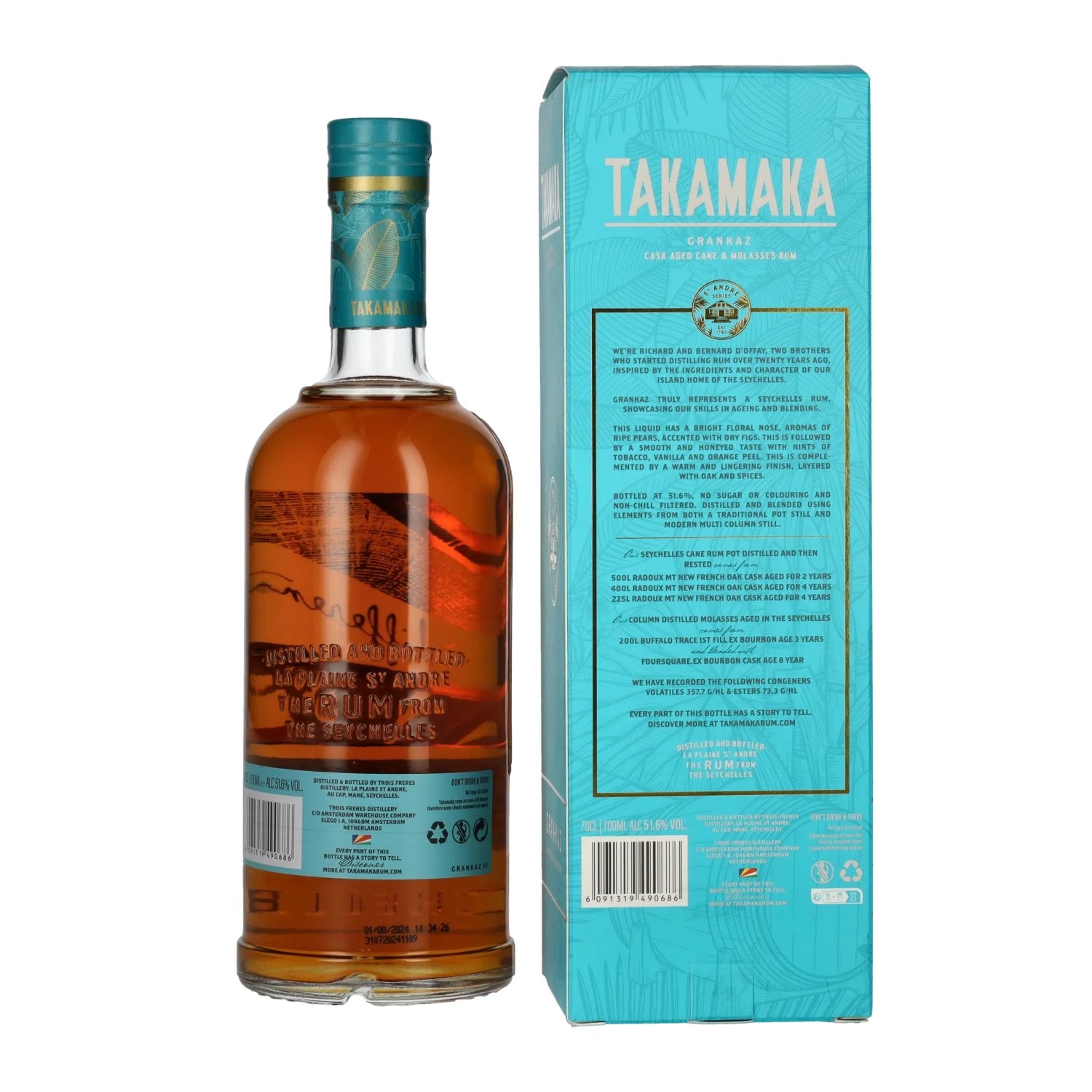 Takamaka GRANKAZ Rum Batch 3 Vintage 2024 51,6% Vol. 0,7l in gift box