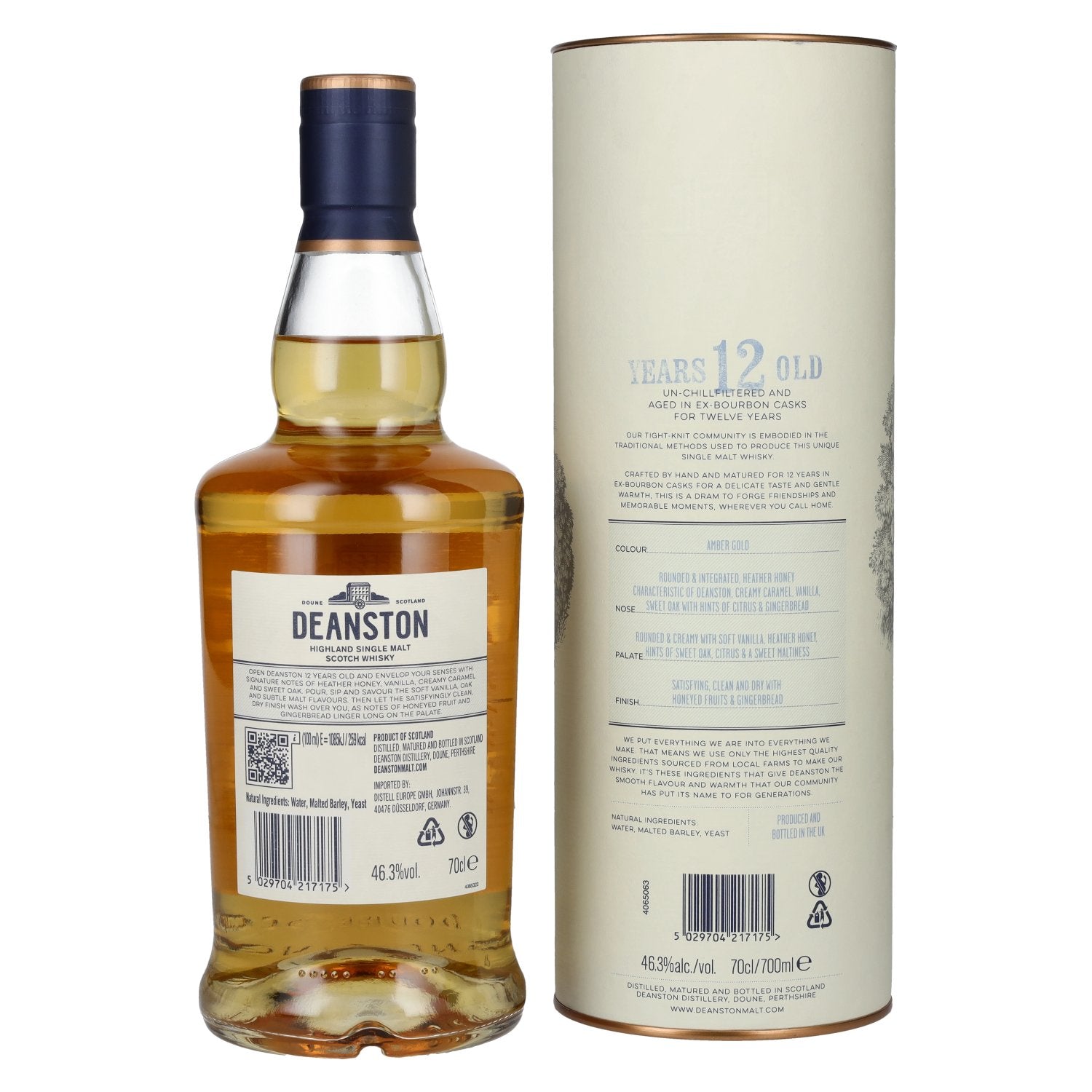 Deanston 12 Years Old Highland Single Malt 46,3% Vol. 0,7l en boîte cadeau