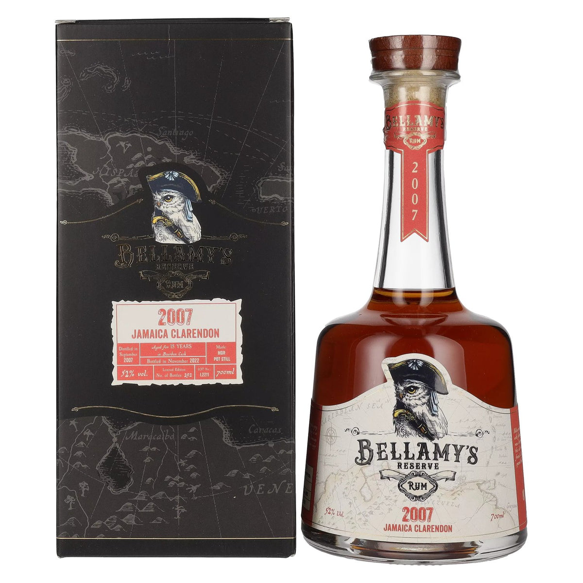 Bellamy's Reserve Rum Jamaica Clarendon 2007 52% Vol. 0,7l in gift box