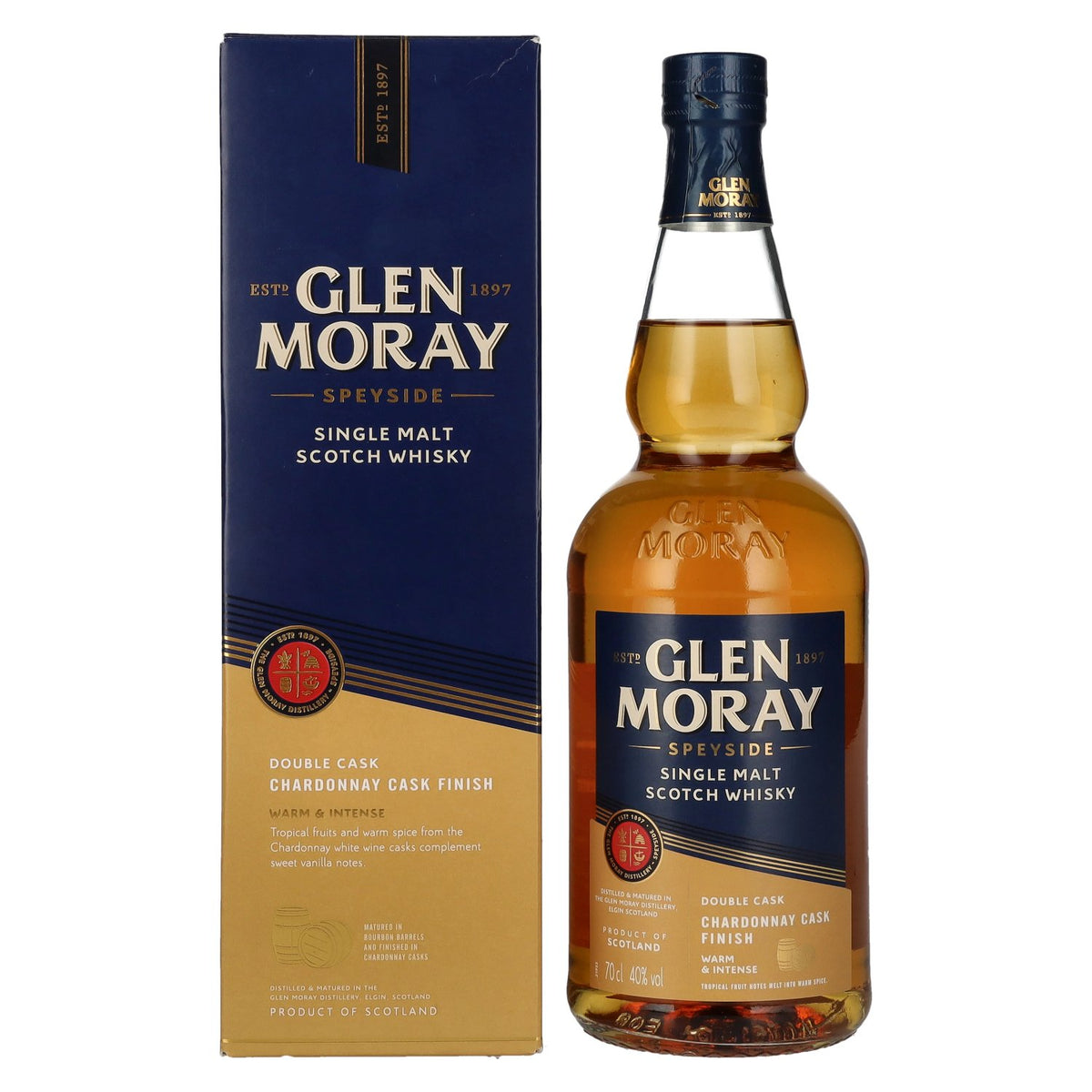 Glen Moray Elgin Classic Chardonnay Cask Finish 40% vol. 0,7l en boîte cadeau