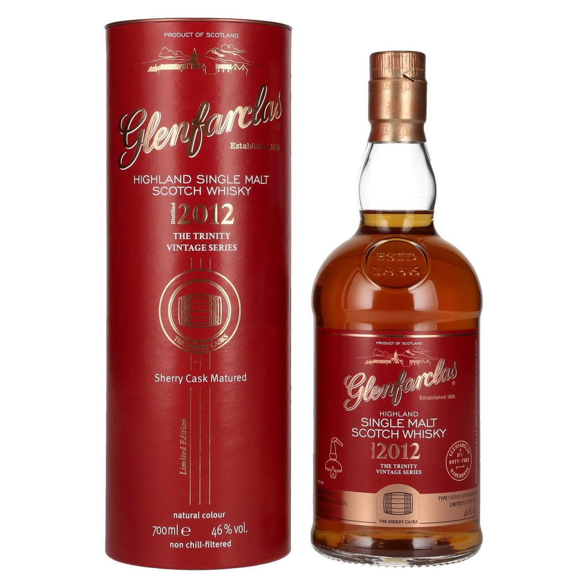 Glenfarclas THE TRINITY VINTAGE SERIES Sherry Cask Highland Single Malt 2012 46% Vol. 0,7l en coffret cadeau