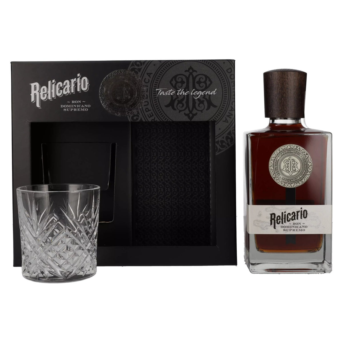 Relicario Ron Dominicano Supremo 40% vol. 0,7l en boîte cadeau avec verre