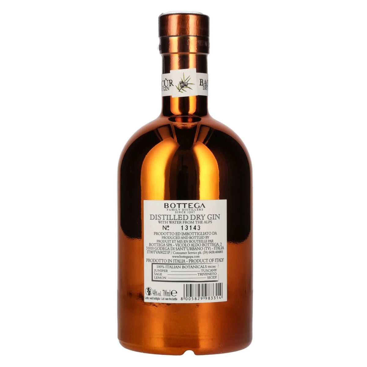 Bottega BACÛR Distilled Dry Gin 40% Vol. 0,7l