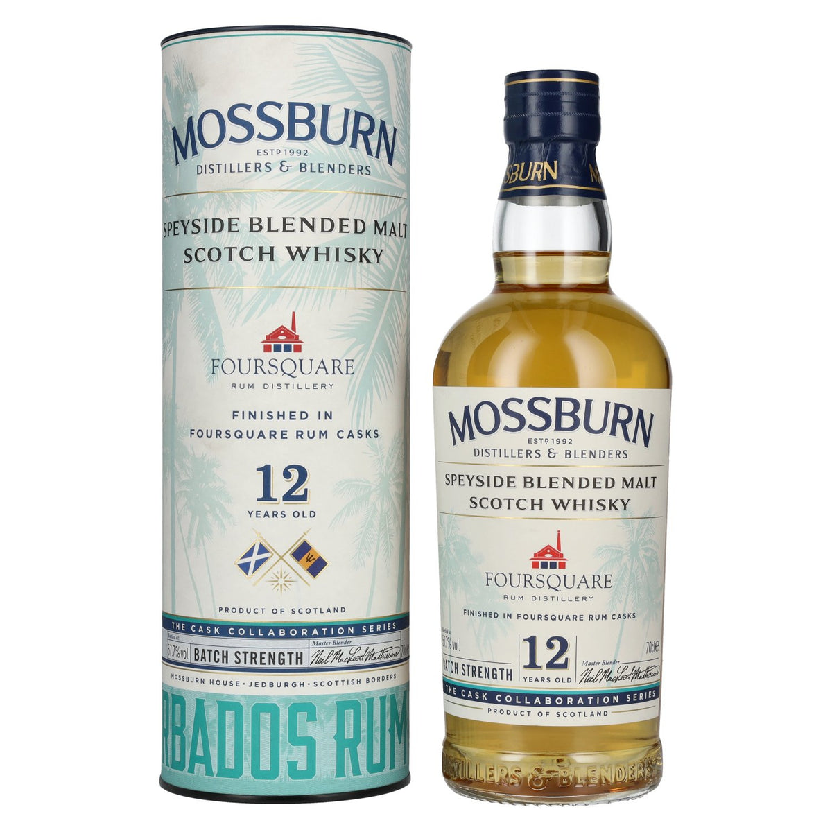 Mossburn FOURSQUARE 12 Years Old Rum Casks Whisky Batch Strength 57,7% Vol. 0,7l in gift box