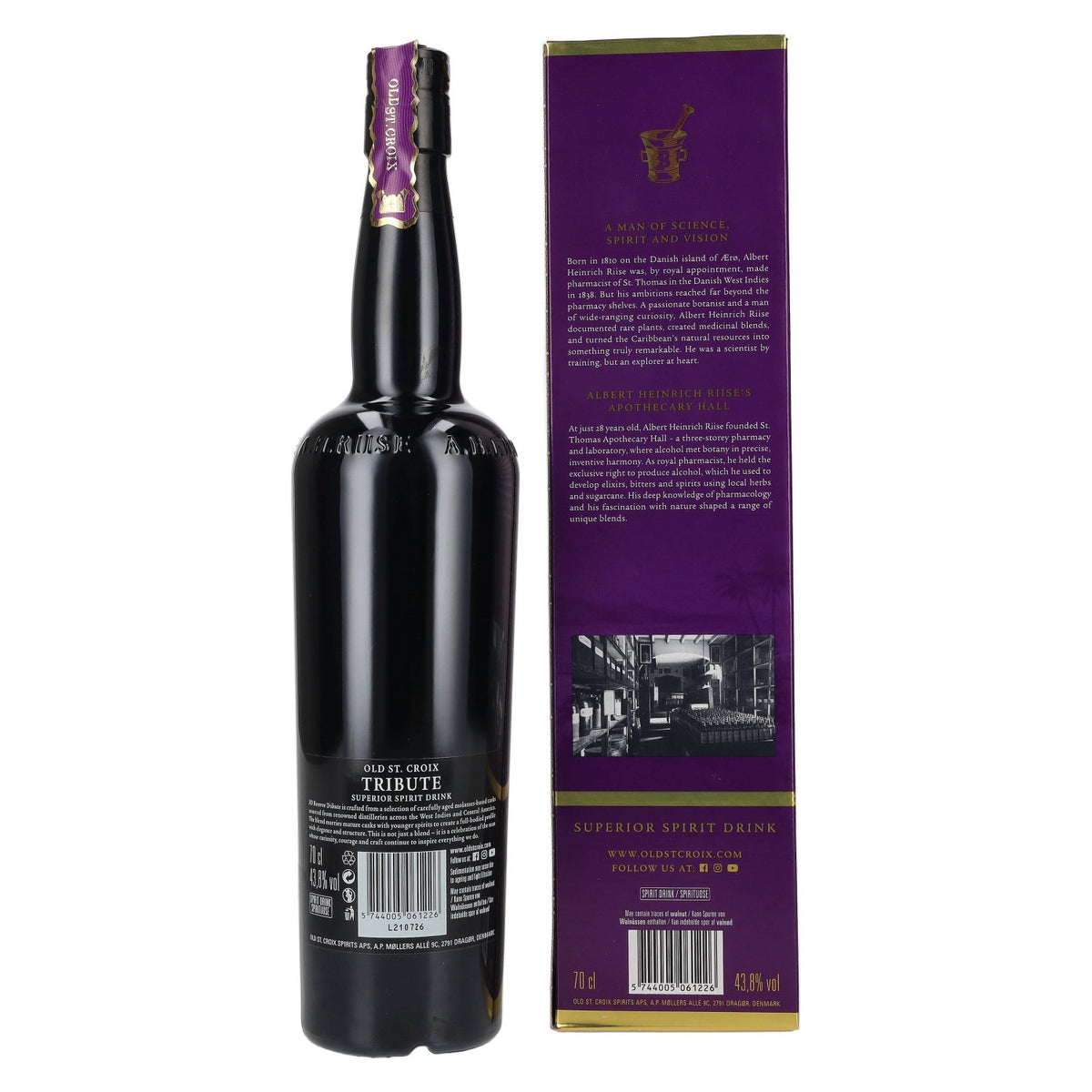 Old St. Croix A.H. Riise X.O. TRIBUTE Reserve Superior Spirit Drink 43,8% Vol. 0,7l in Geschenkbox