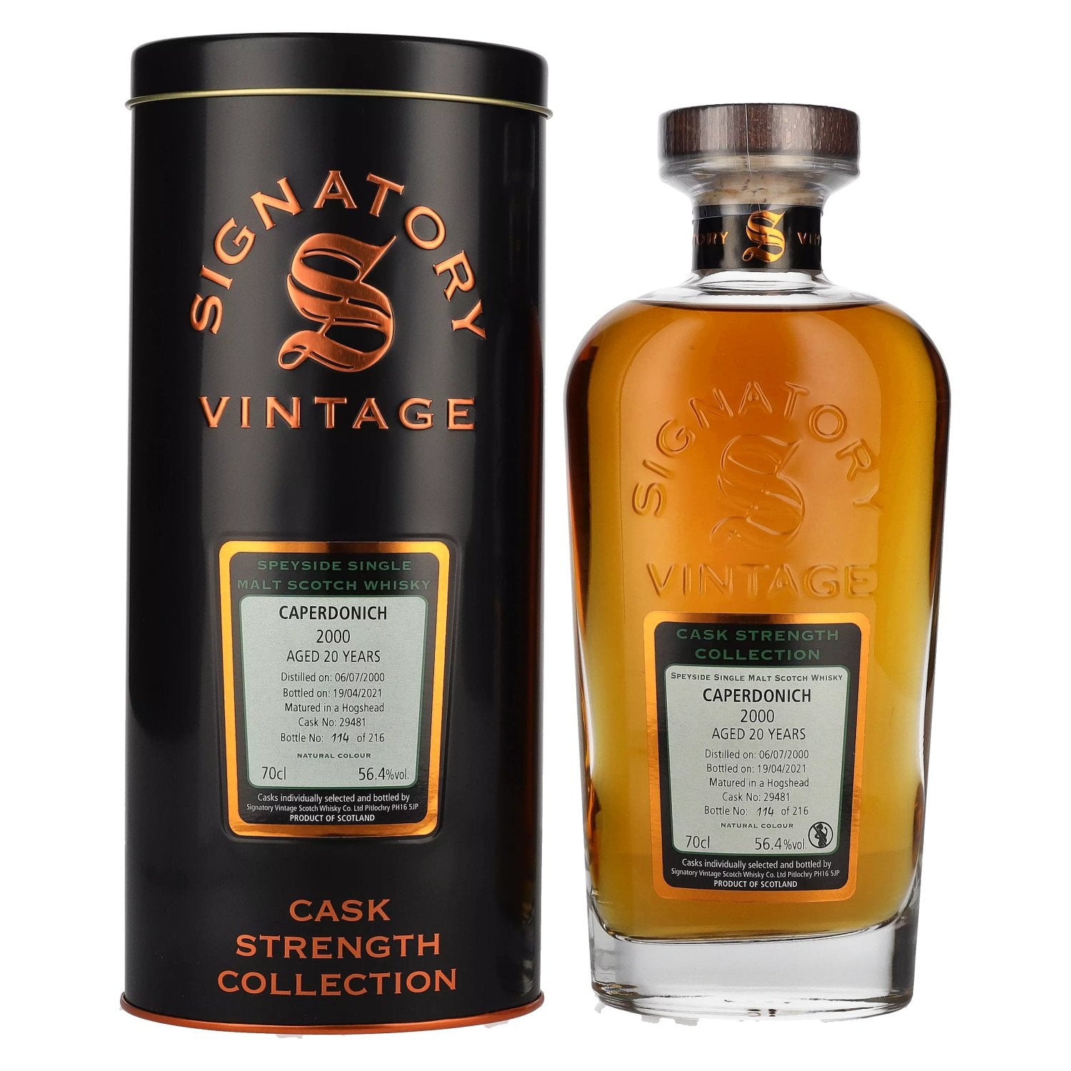 Signatory Vintage CAPERDONICH 20 Years Old Cask Strength 2000 56,4% Vol. 0,7l en Tinbox