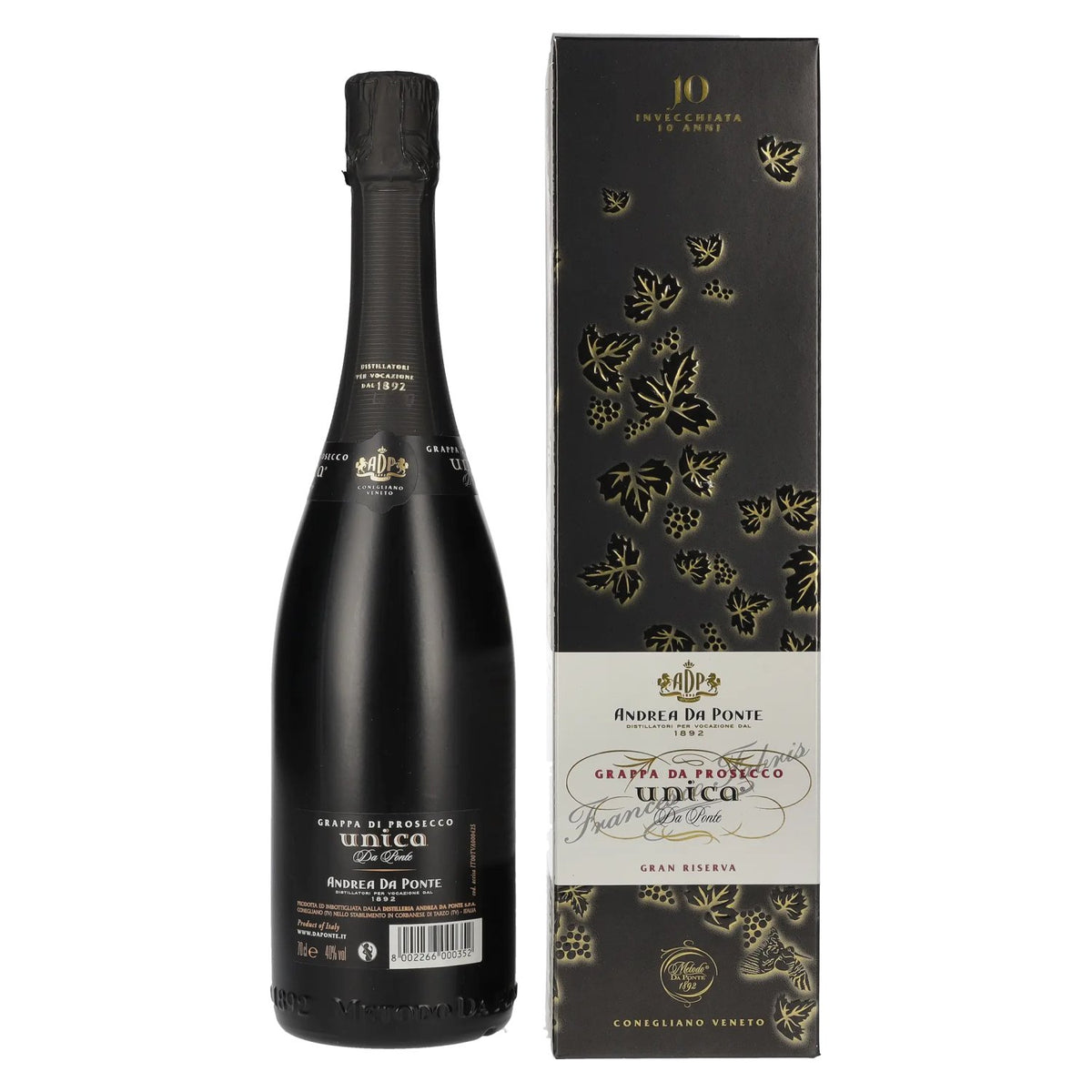 Andrea Da Ponte Grappa da Prosecco Unica Da Ponte 10 Anni 40% Vol. 0,7l in gift box