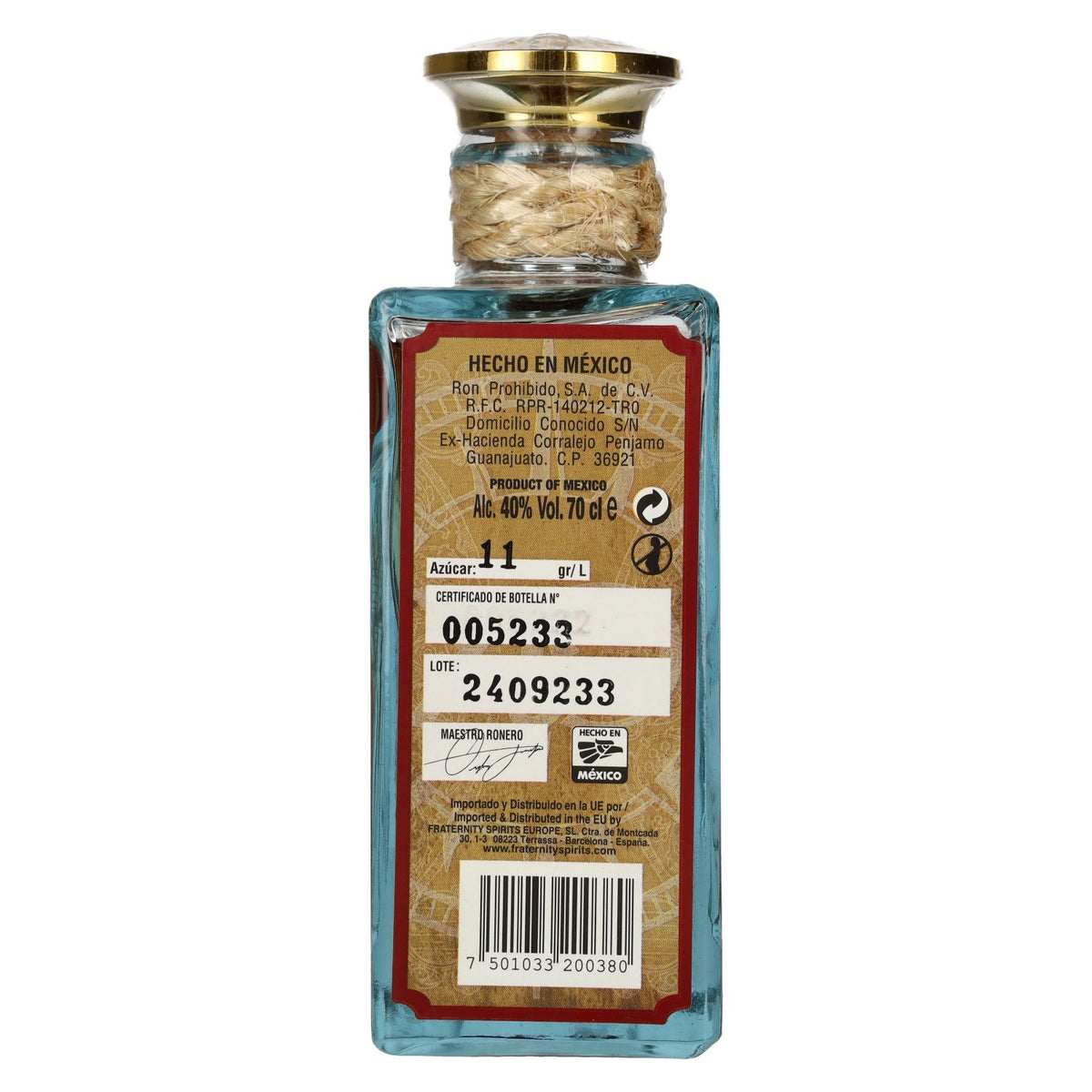 El Ron Prohibido XO Single Barrel, rhum mexicain, 40 % vol., 0,7 l