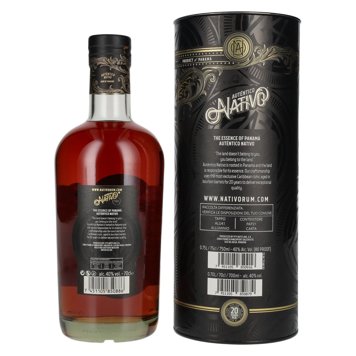 Auténtico Nativo Rum 20 Years Old Special Reserve 40% Vol. 0,7l en boîte cadeau