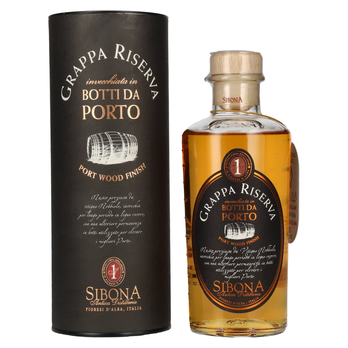 Sibona GRAPPA RISERVA Botti da PORTO 40% vol. 0.5 l in a gift box
