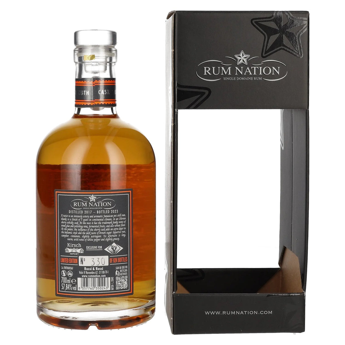 Rum Nation Jamaica 5 Years Old Pot Still Rum Cask Strength Oloroso Cask 2017/2023 57,8% Vol. 0,7l in gift box