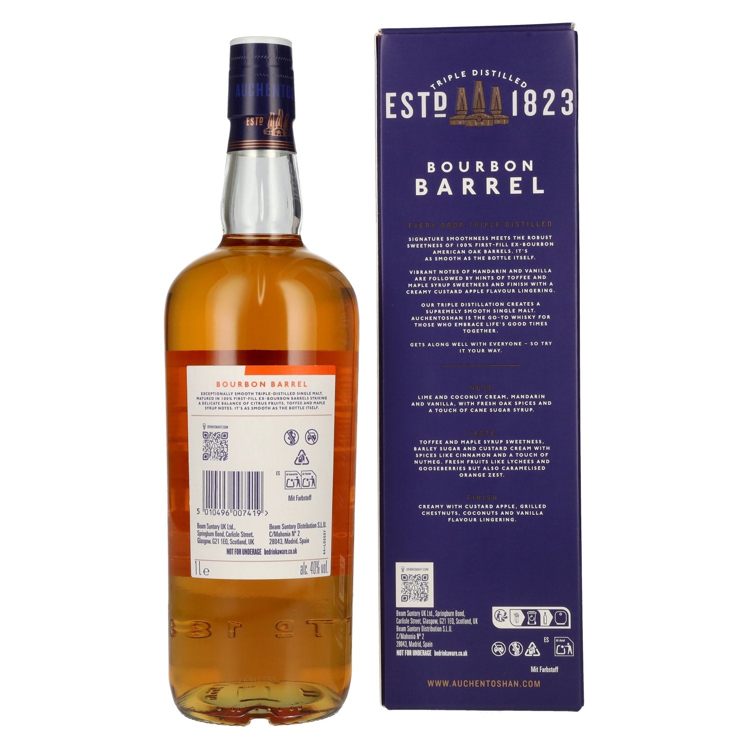 Auchentoshan BOURBON BARREL Single Malt Scotch Whisky Travel Exclusive 40% Vol. 1l in Geschenkbox