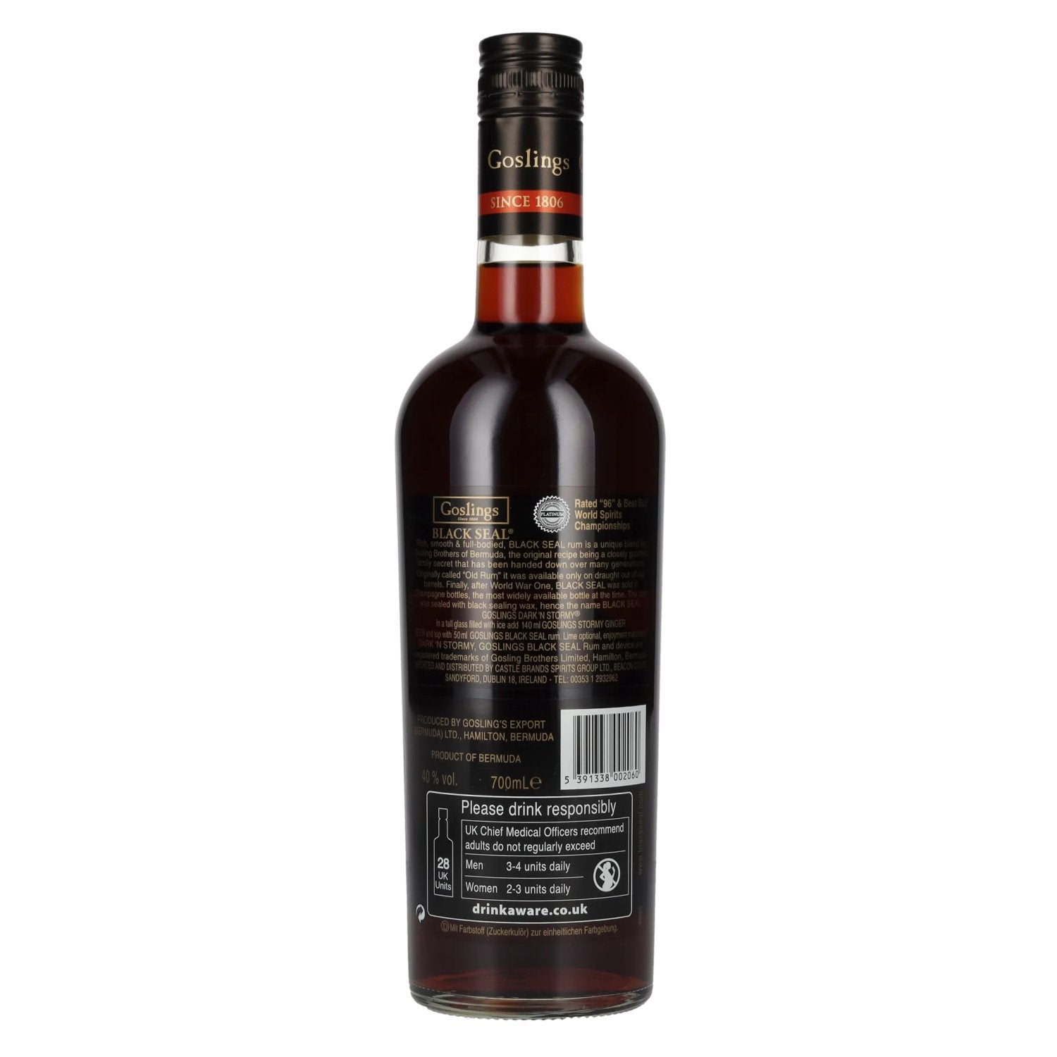 Goslings Black Seal 80 PROOF Bermuda Black Rum 40% Vol. 0,7l
