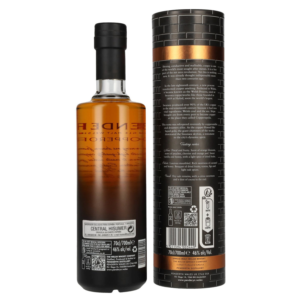 Penderyn COPPEROPOLIS Icons of Wales Single Malt Welsh Whiskey Sweet Red Wine Finish 46% Vol. 0.7l in gift box