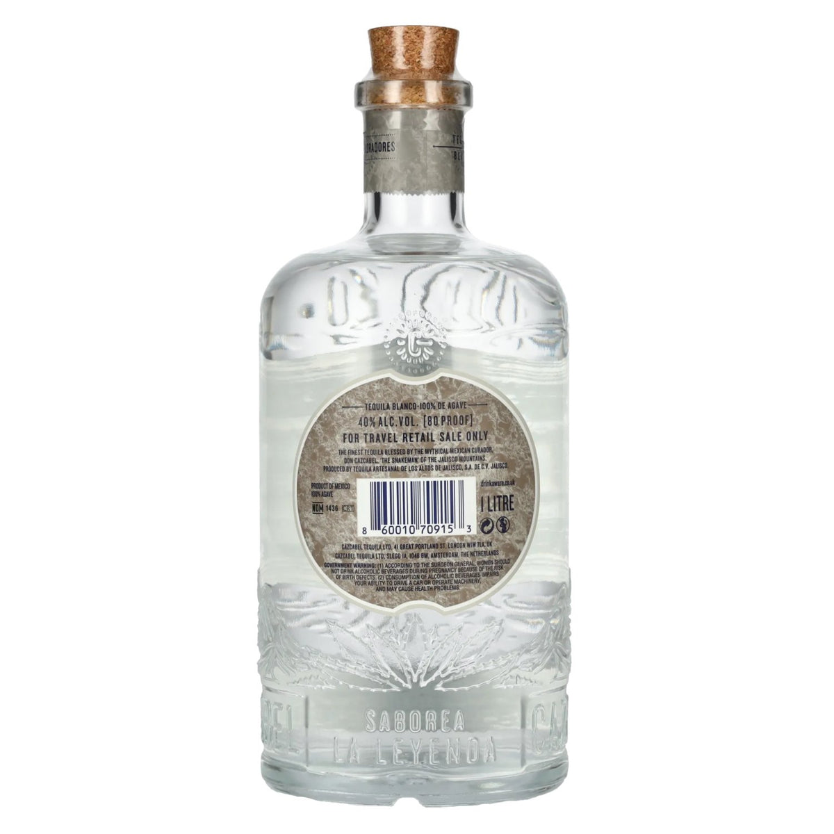 Cazcabel Tequila BLANCO 100% de Agave 40% Vol. 1l