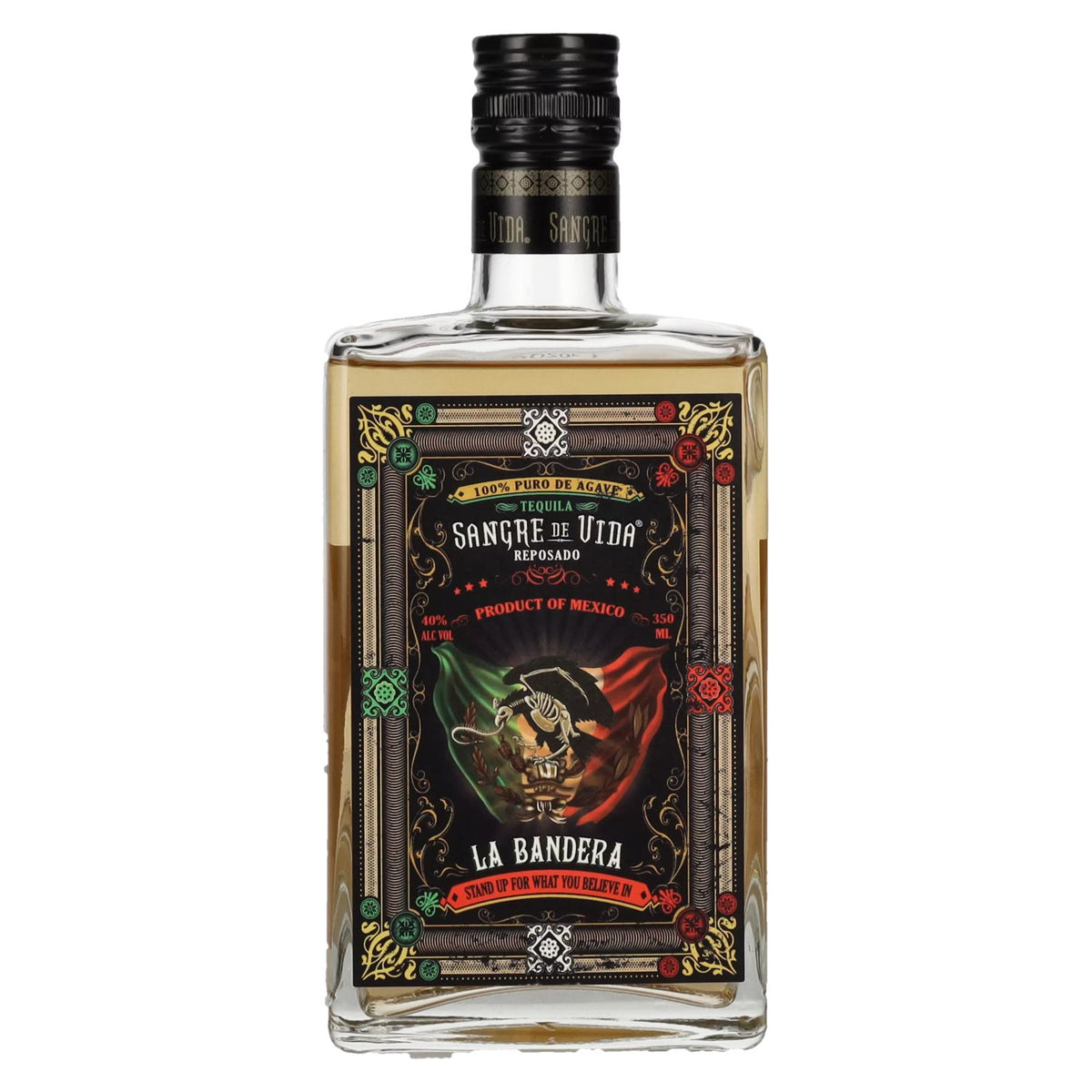 Sangre de Vida Loteria LA BANDERA Tequila Reposado 100 % d'agave 40 % vol. 0,35 l