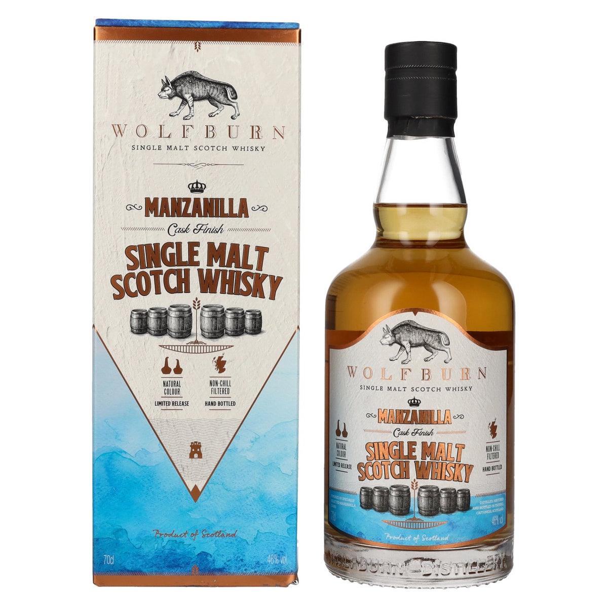 Wolfburn MANZANILLA Single Malt Scotch Whisky 46% Vol. 0,7l en boîte cadeau