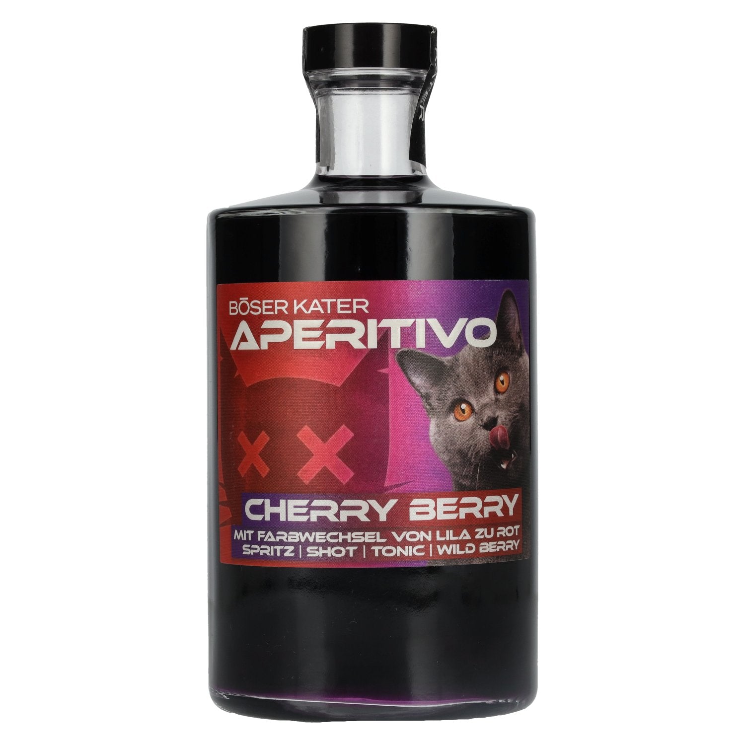 Böser Kater Aperitivo Cherry Berry à changement de couleur, 15 % vol., 0,5 l